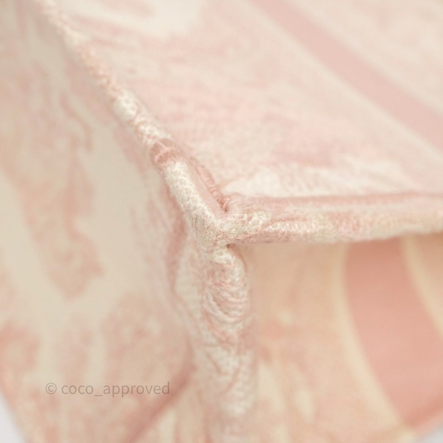 Christian Dior Medium Book Tote Ecru and Pink Toile de Jouy Embroidery