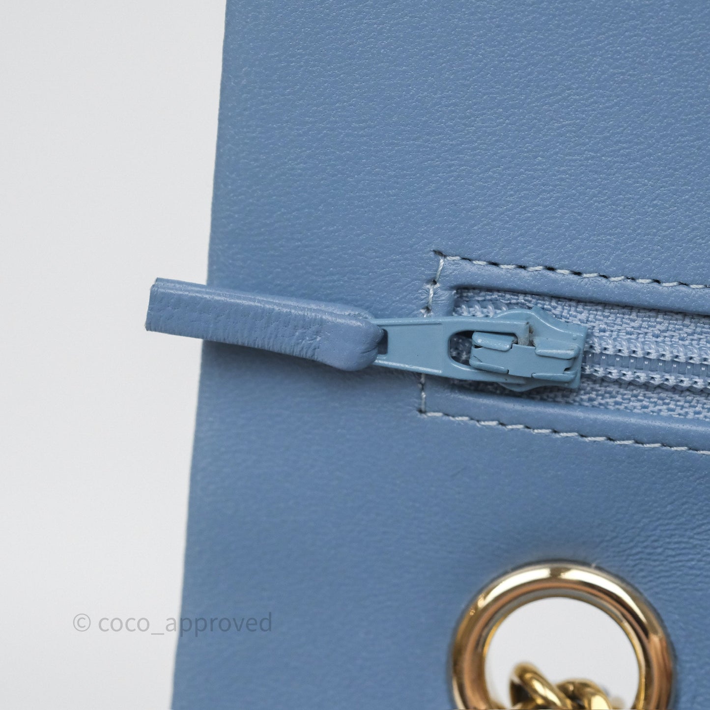 Chanel Quilted Small Double Flap Blue Printed Denim Gold Hardware