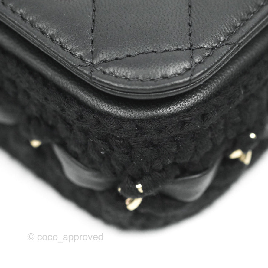 Chanel Mini Bag Black Lambskin Crochet Gold Hardware 22C
