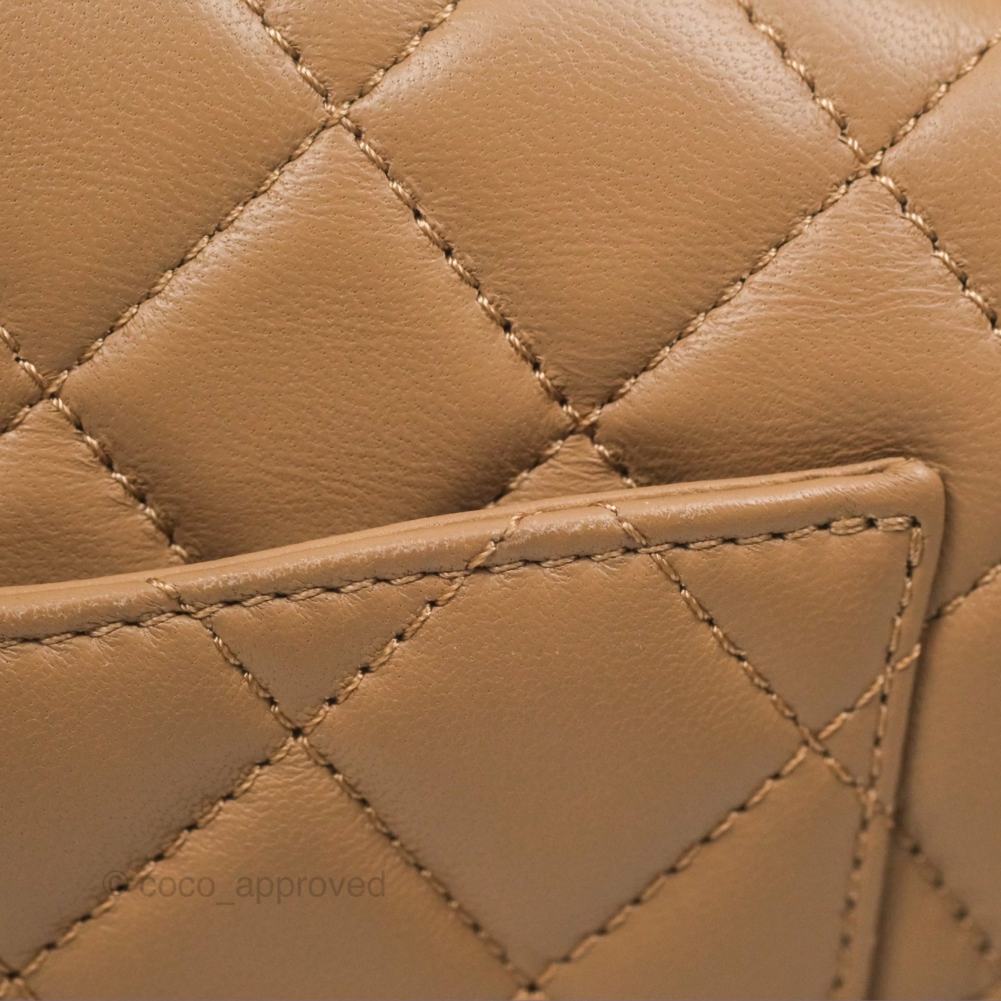 Chanel Mini Rectangular Pearl Crush Quilted Beige Lambskin Aged Gold Hardware