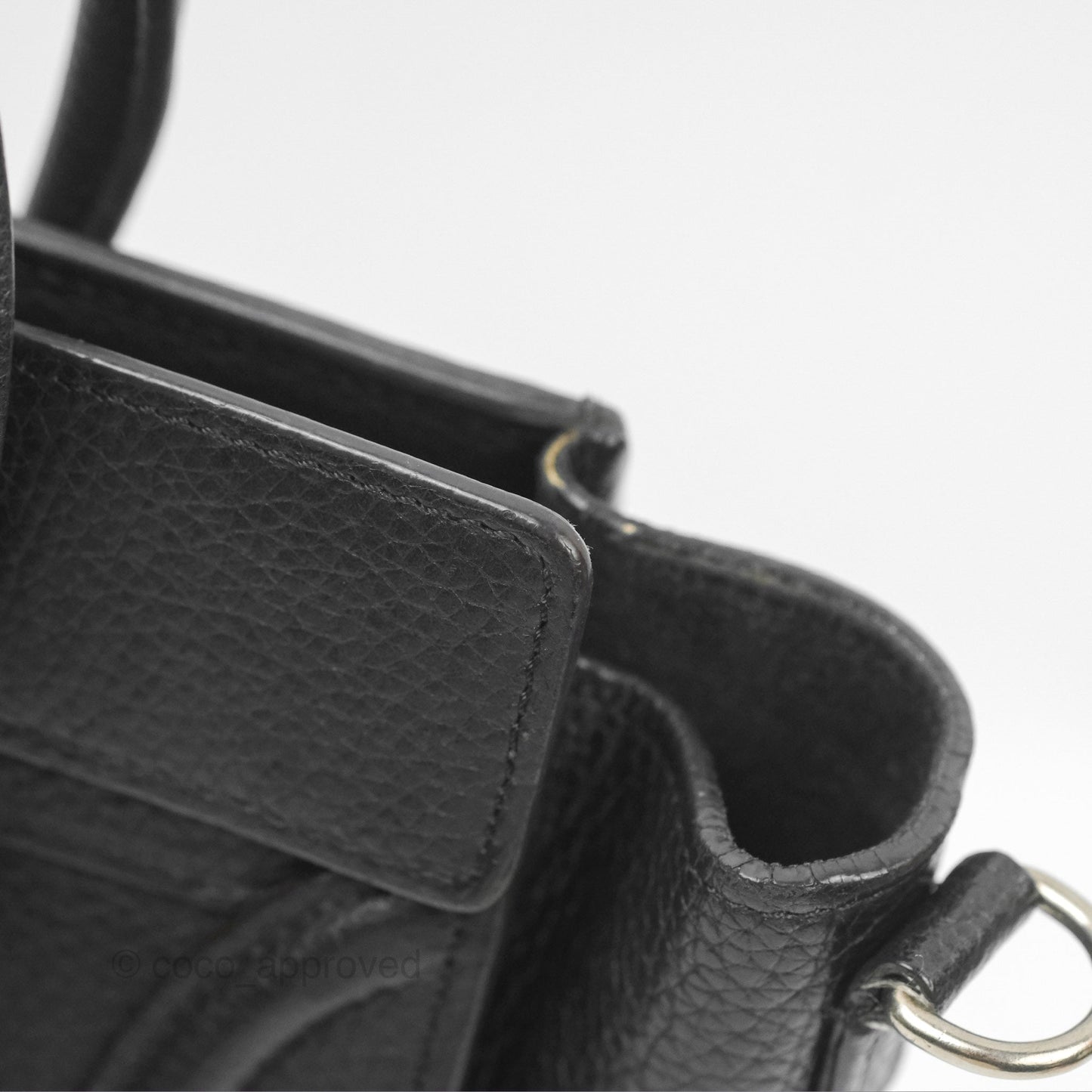 Celine Nano Luggage Bag Black Drummed Calfskin