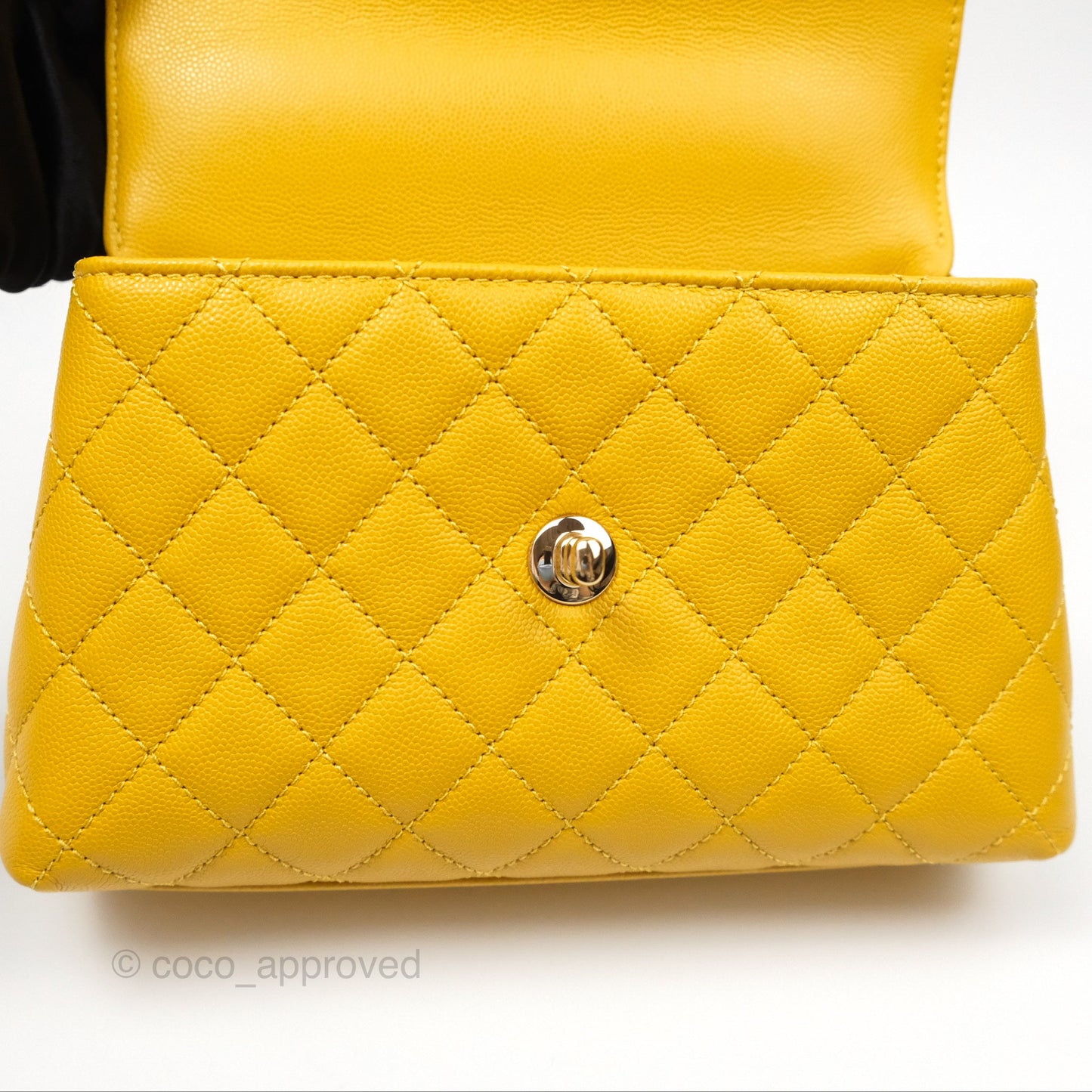 Chanel Small Coco Handle Mustard Yellow Caviar Gold Hardware