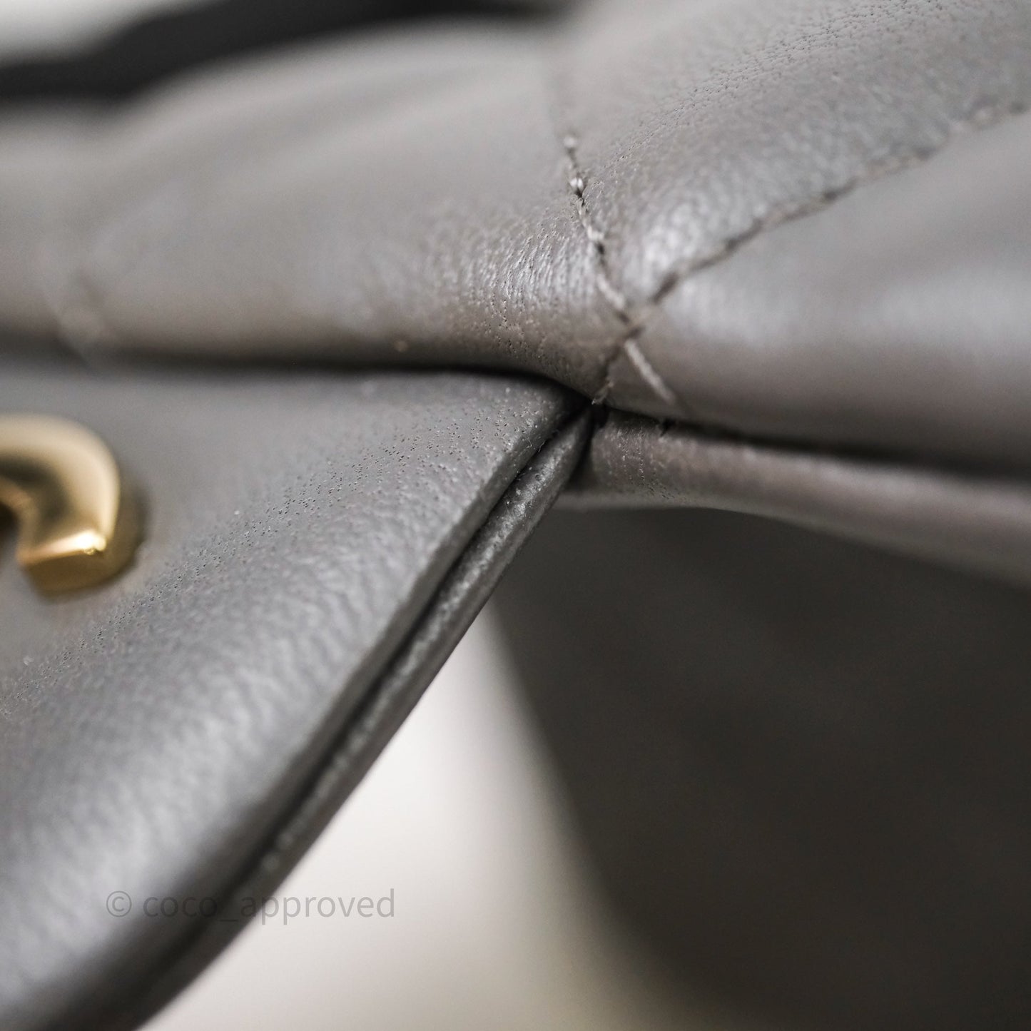 Chanel Mini Square Quilted Grey Lambskin Gold Hardware
