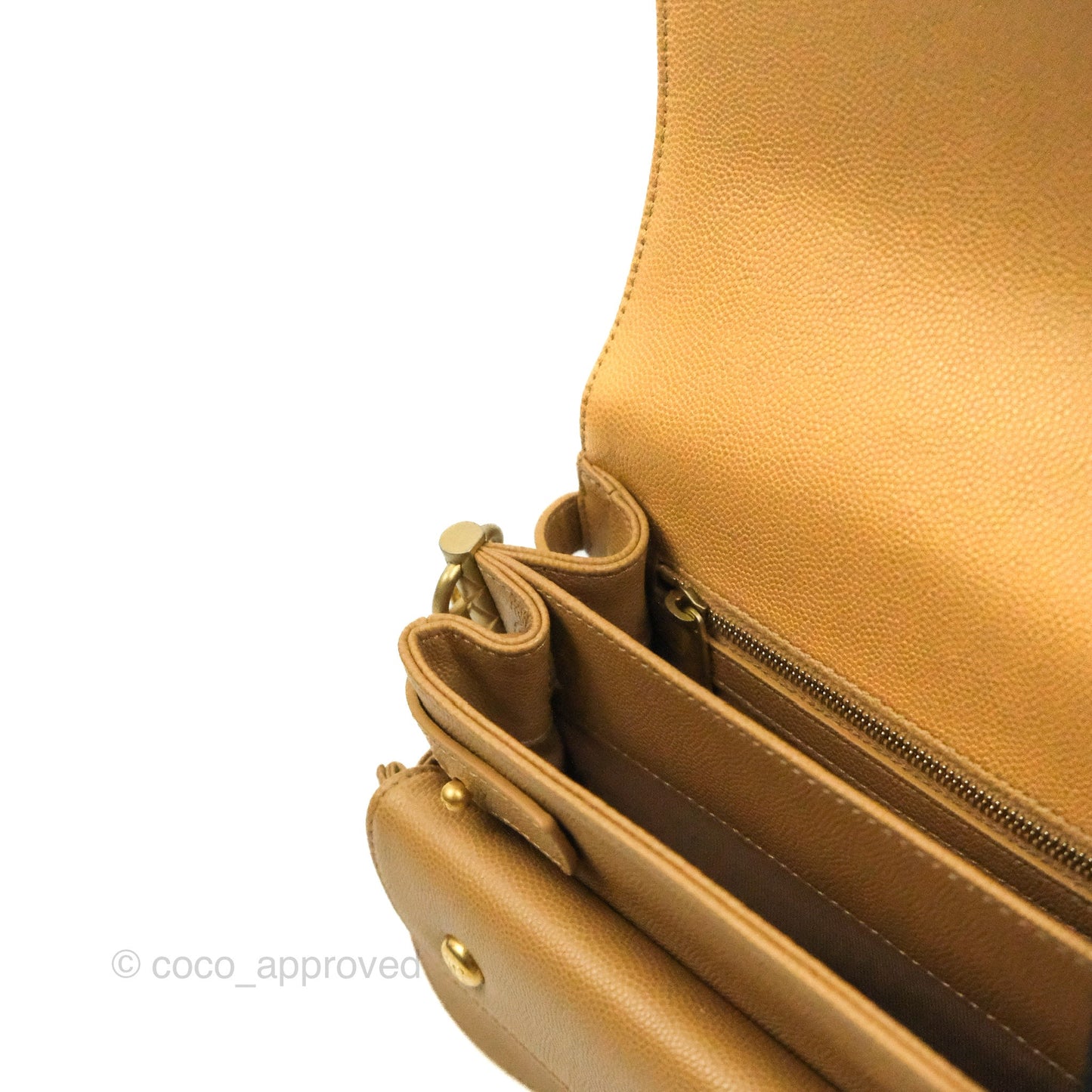 Chanel Mini Messenger Bag Beige Caviar Gold Hardware 21K