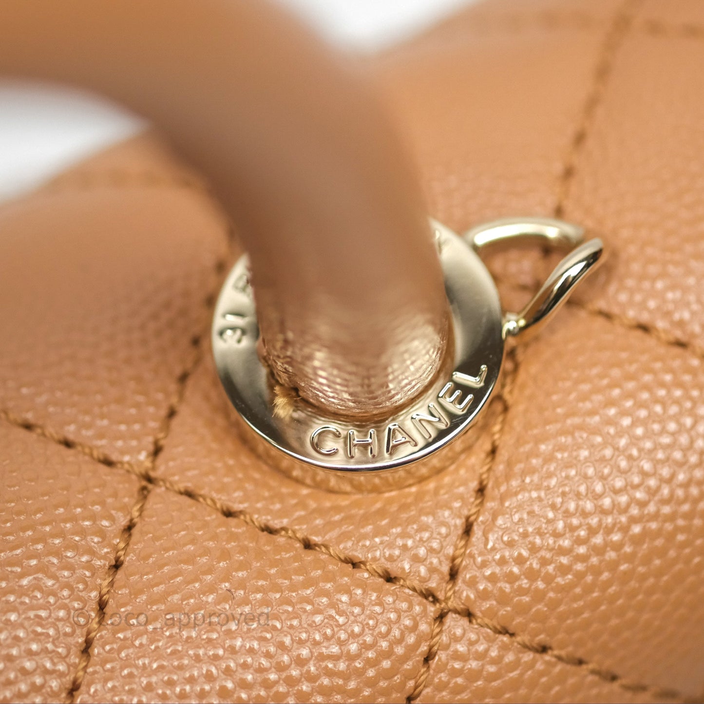 Chanel Small Coco Handle Dark Beige Caramel Caviar Gold Hardware