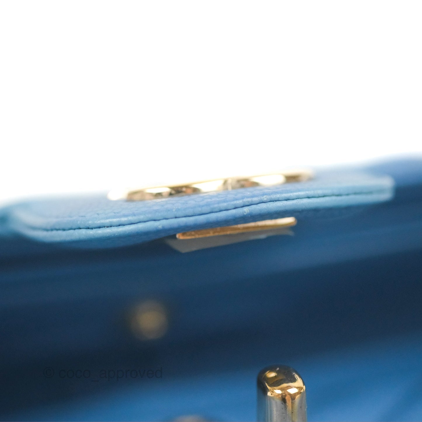 Chanel Small Classic Flap Chevron Blue Caviar Gold Hardware