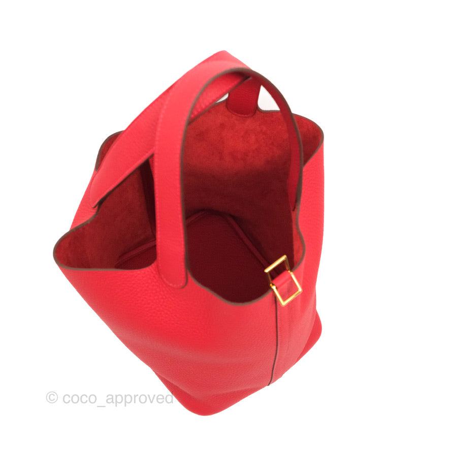 Hermès Picotin 22 Red Rouge Clemence Gold Hardware