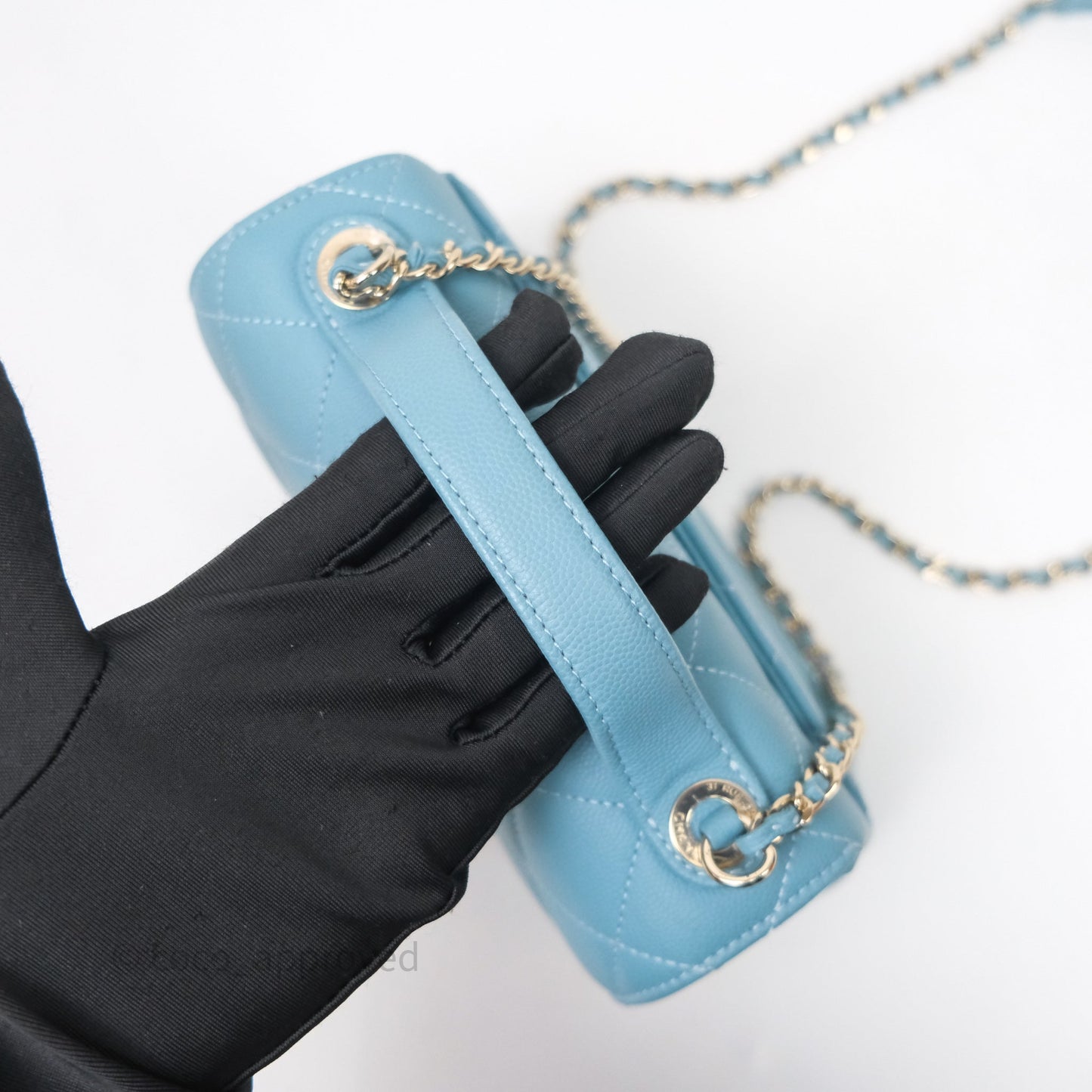 Chanel Small Quilted Business Affinity Flap Caviar Blue Gold Hardware