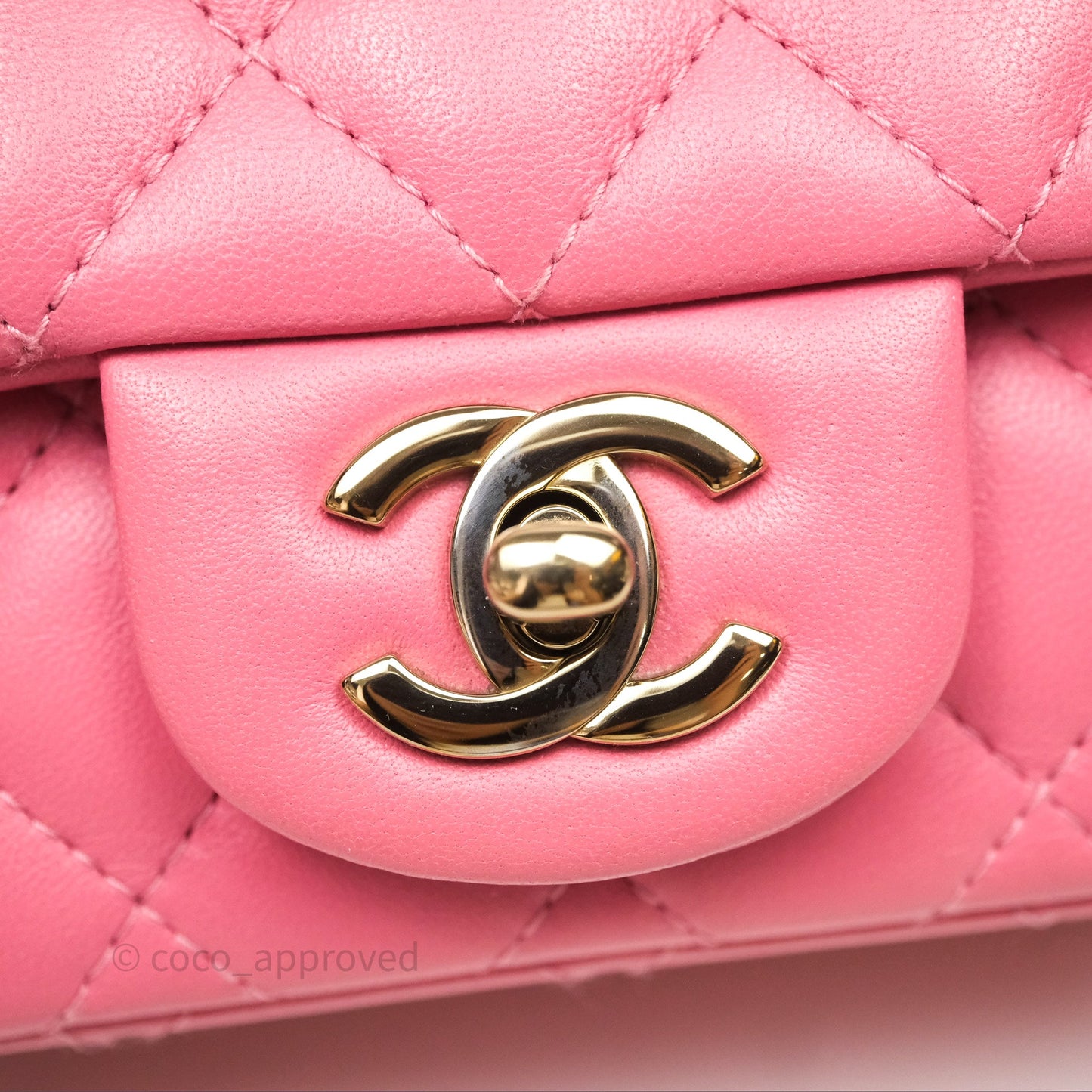 Chanel Mini Square Flap Quilted Pink Lambskin Gold Hardware