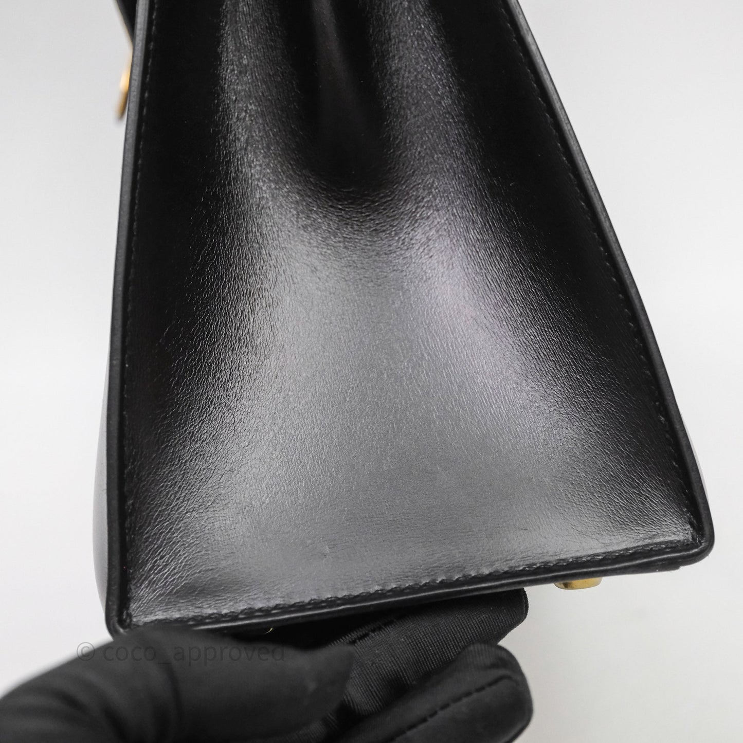 Hermès Vintage Kelly 28 Sellier Black Noir 89 Box Leather Gold Hardware