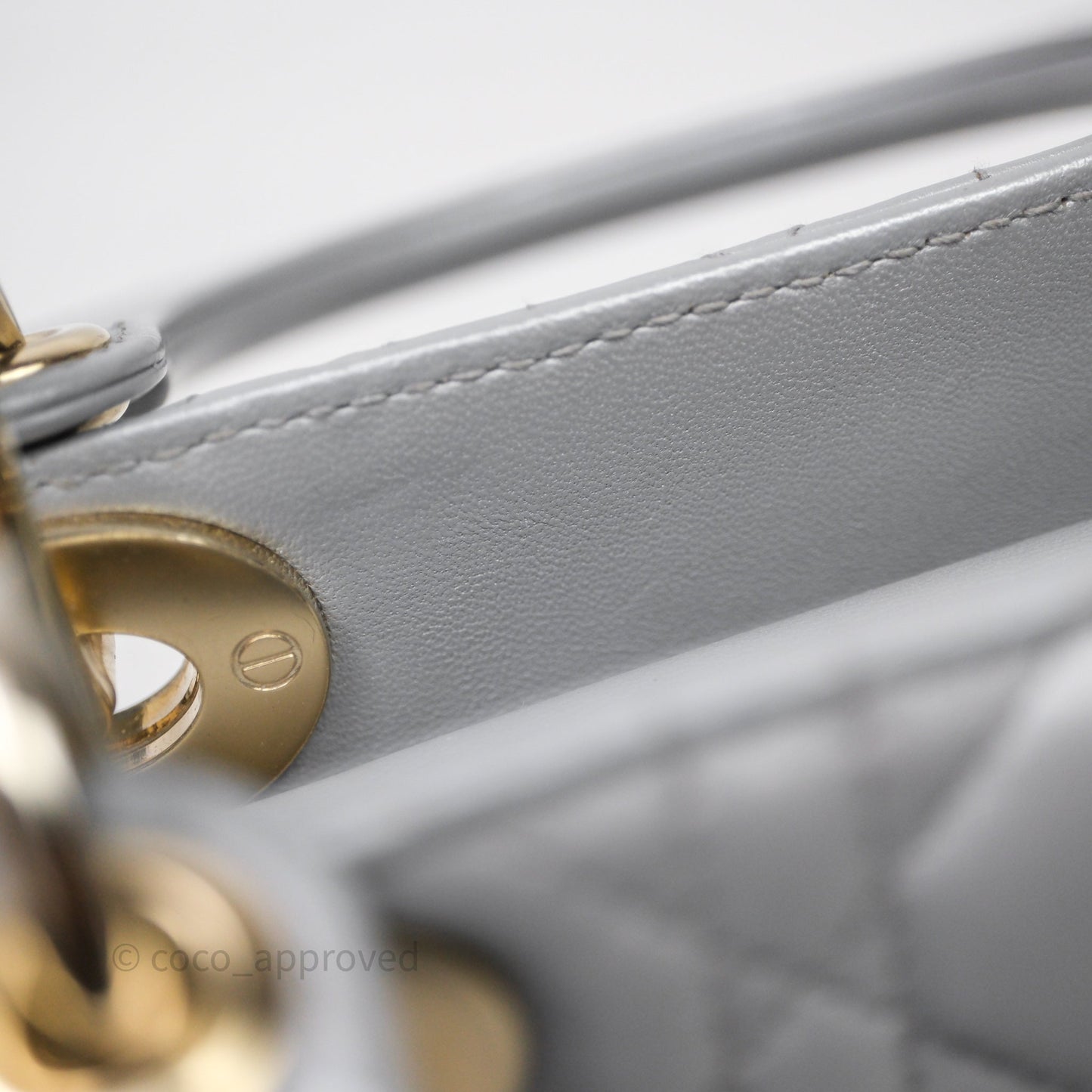 Christian Dior Mini Lady Dior Iridescent Grey Lambskin Cannage Gold Hardware