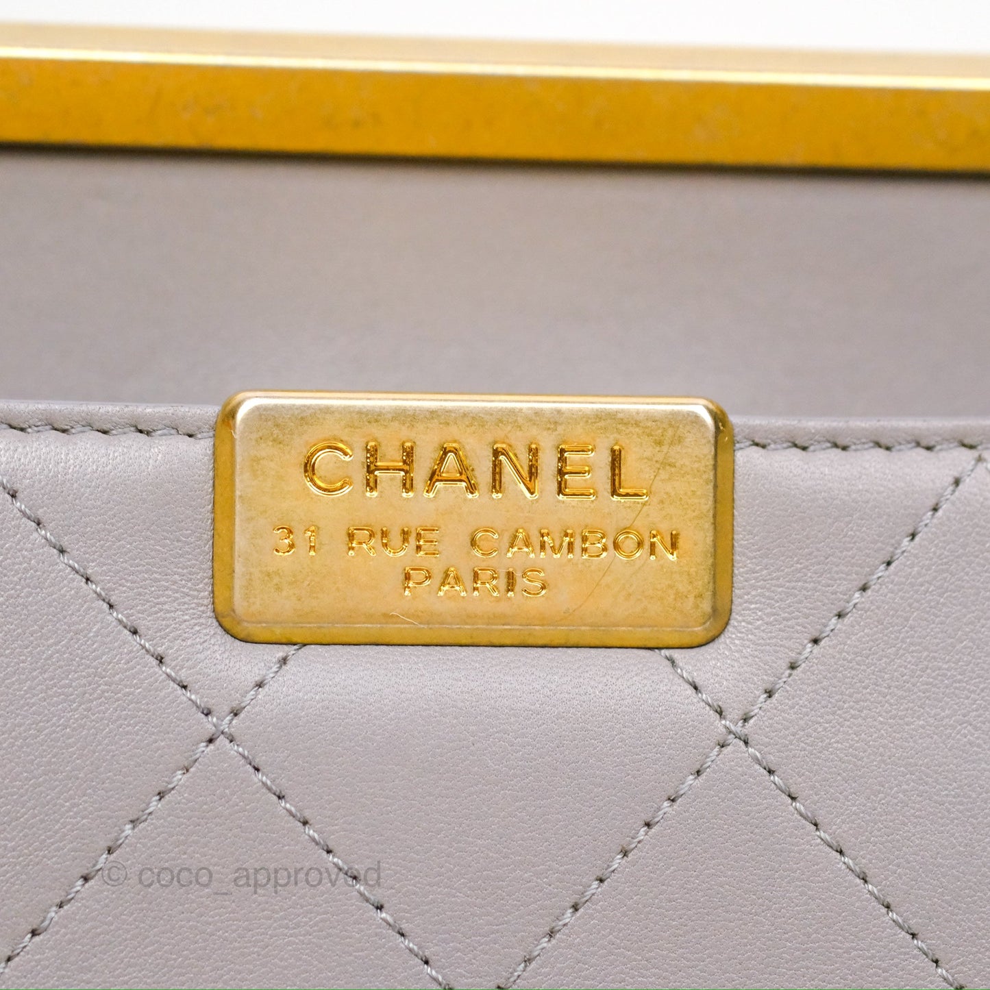 Chanel Small Quilted Coco Luxe Flap Bag Grey Calfskin Aged Gold Hardware