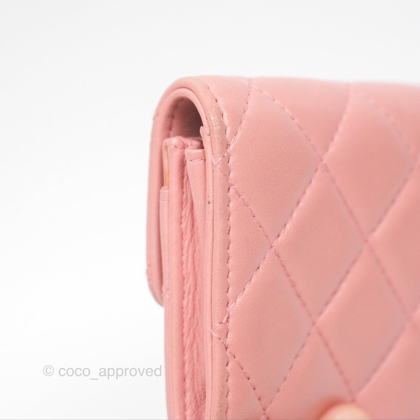 Chanel Classic Flap Card Holder Quilted Pink Lambskin Gold Hardware