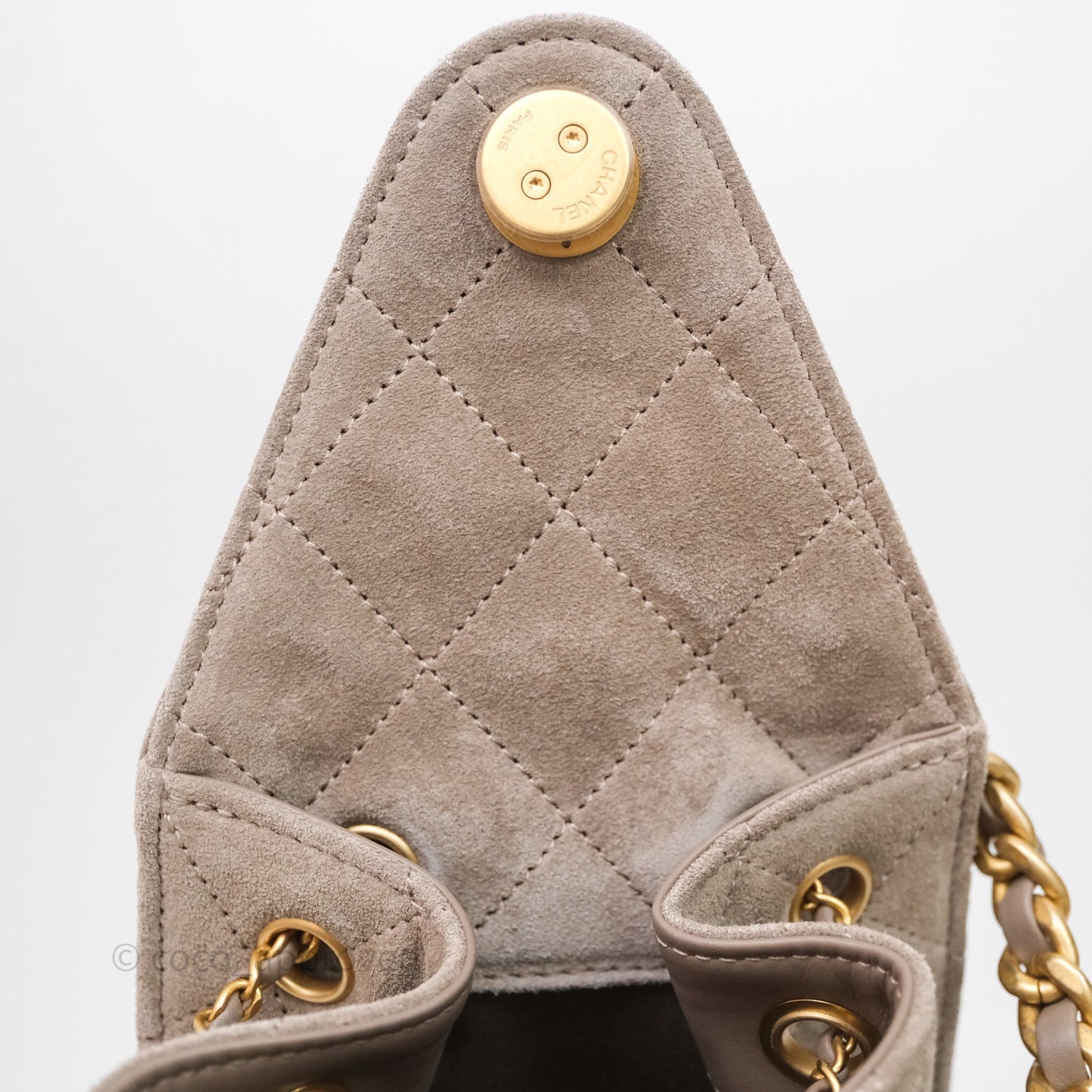 Chanel 25 Small Suede Calfskin Aged Gold Hardware
