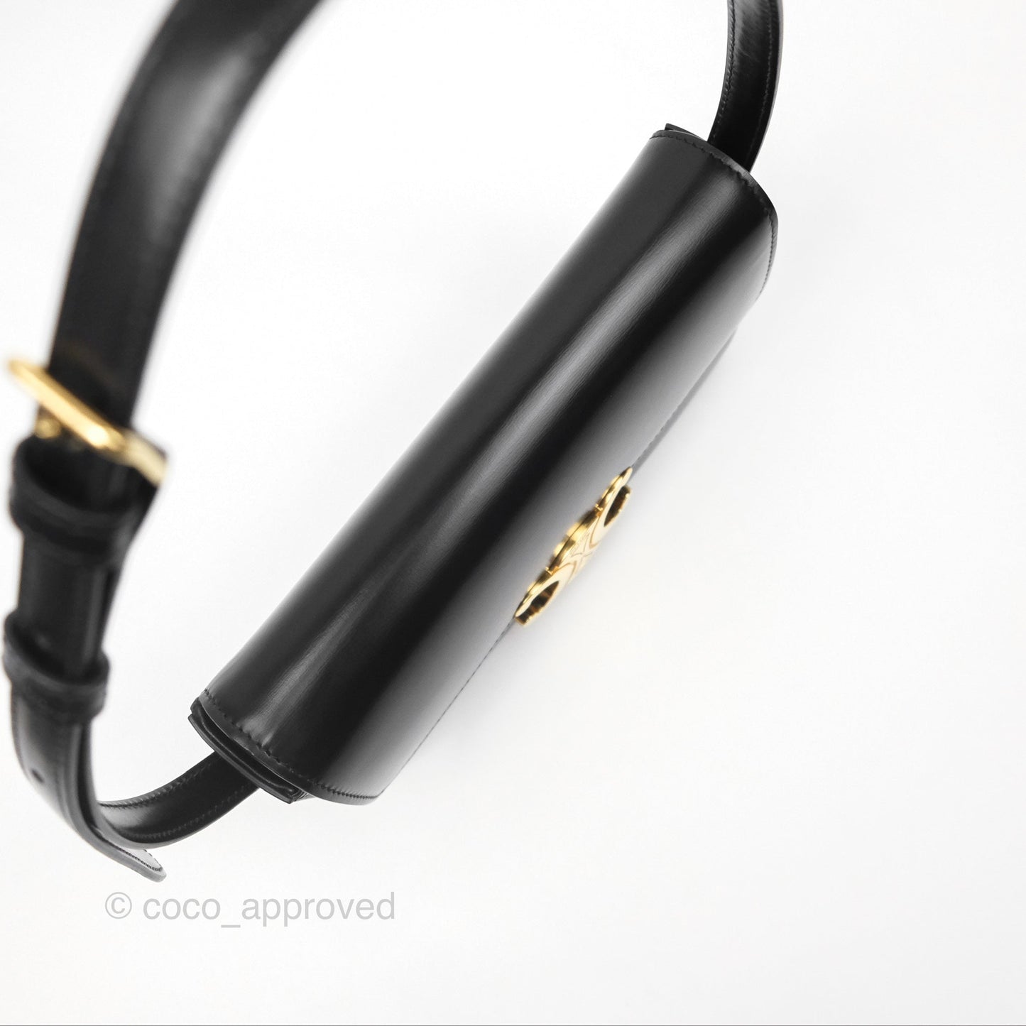 Celine Triomphe Shoulder Bag Black Calfskin