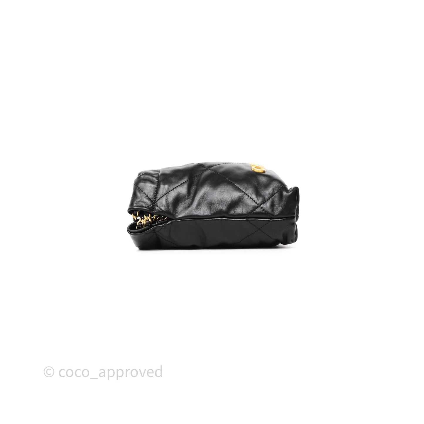 Chanel 22 Mini Bag Black Crumpled Calfskin Aged Gold Hardware