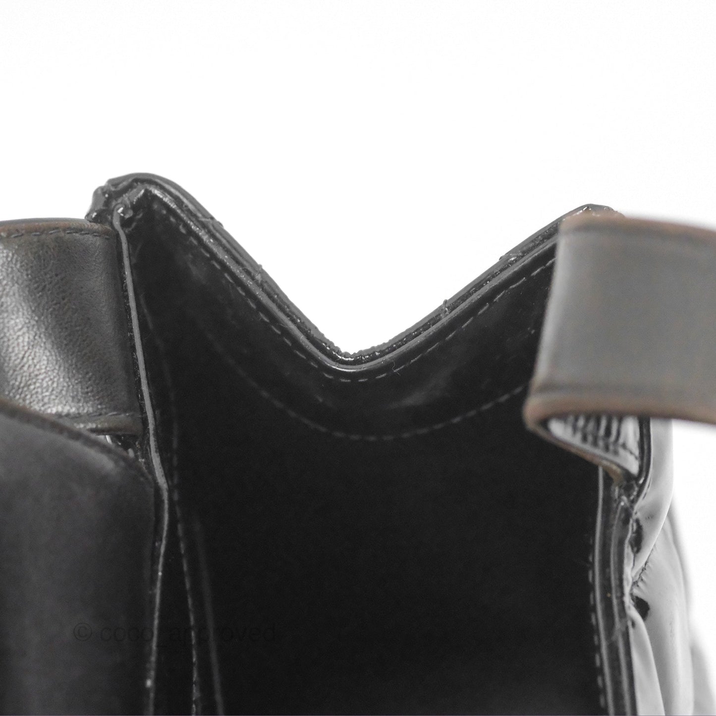 Chanel Vintage Tote Quilted Black Patent Silver Hardware