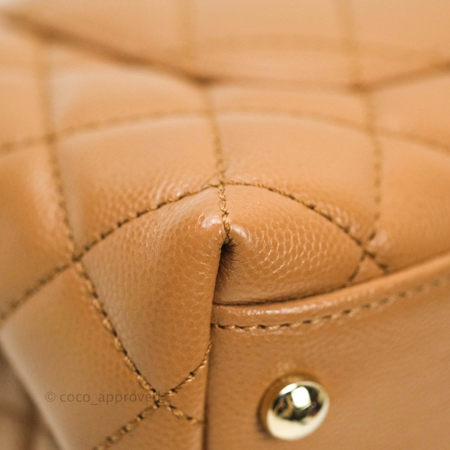 Chanel Quilted Extra Mini Coco Handle Dark Beige Caviar Gold Hardware 21P