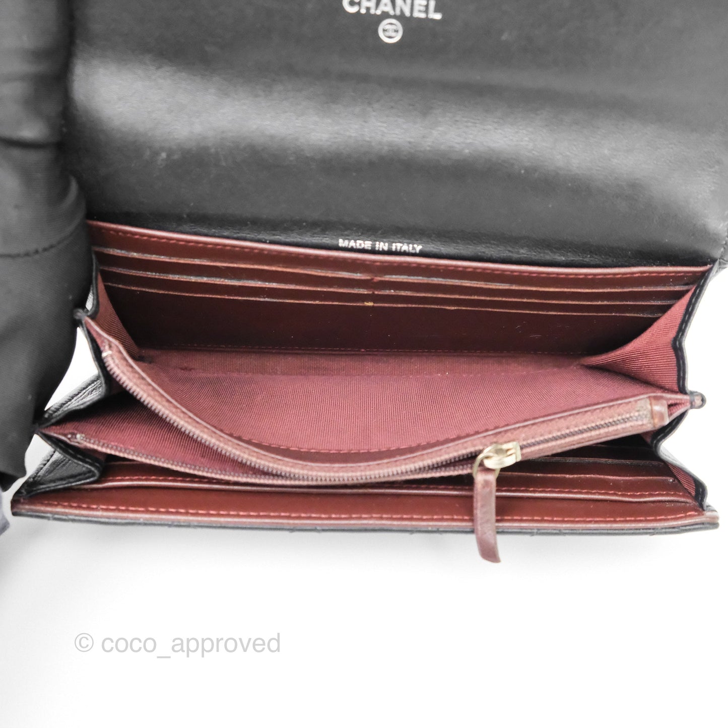 Chanel Classic Quilted Long Wallet Black Lambskin Silver Hardware