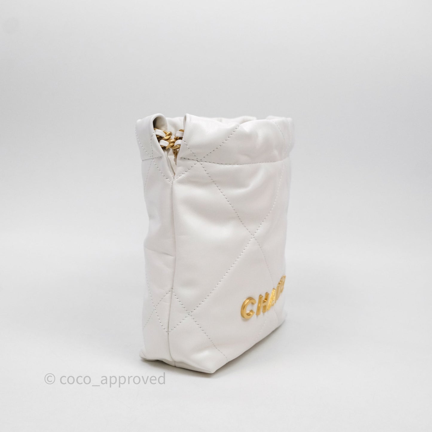 Chanel 22 Mini Bag White Shiny Crumpled Calfskin