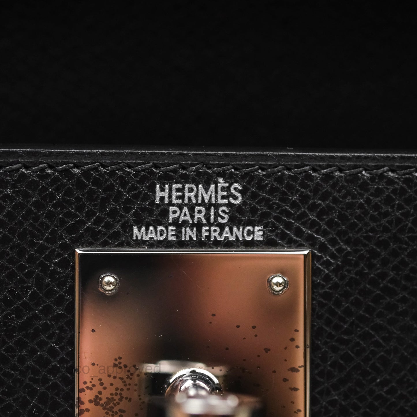 Hermès Vintage Kelly 28 Sellier Noir 89 Courchevel Palladium Hardware