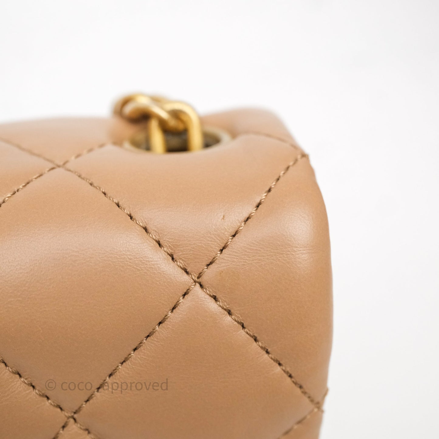 Chanel Medium All Slide Adjustable Chain Flap Bag Beige Lambskin Aged Gold Hardware