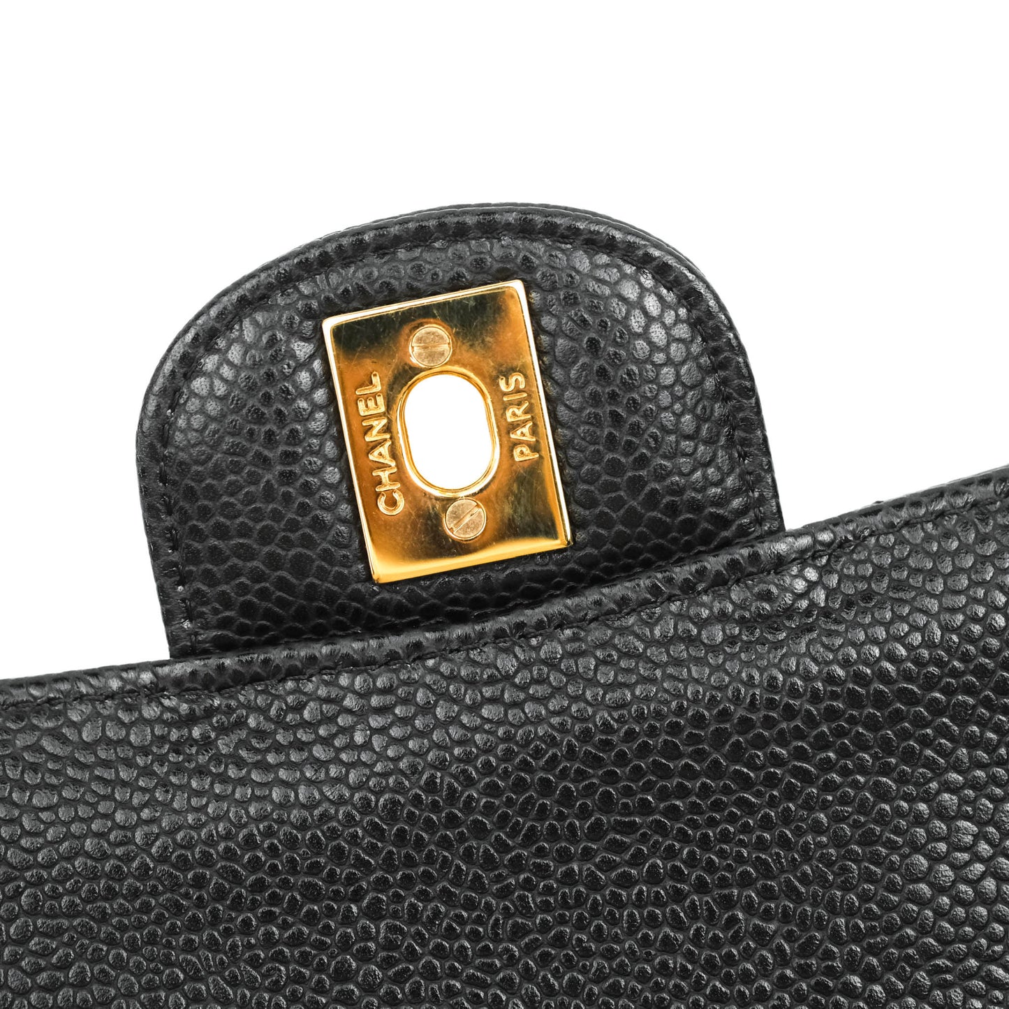 Chanel Quilted M/L Medium Double Flap Black Caviar Gold Hardware