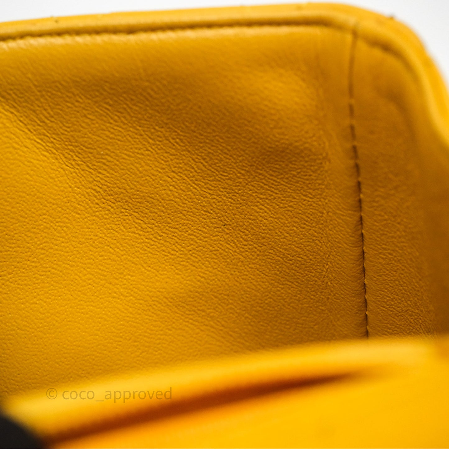 Chanel Mini Square Flap Quilted Yellow Lambskin Gold Hardware