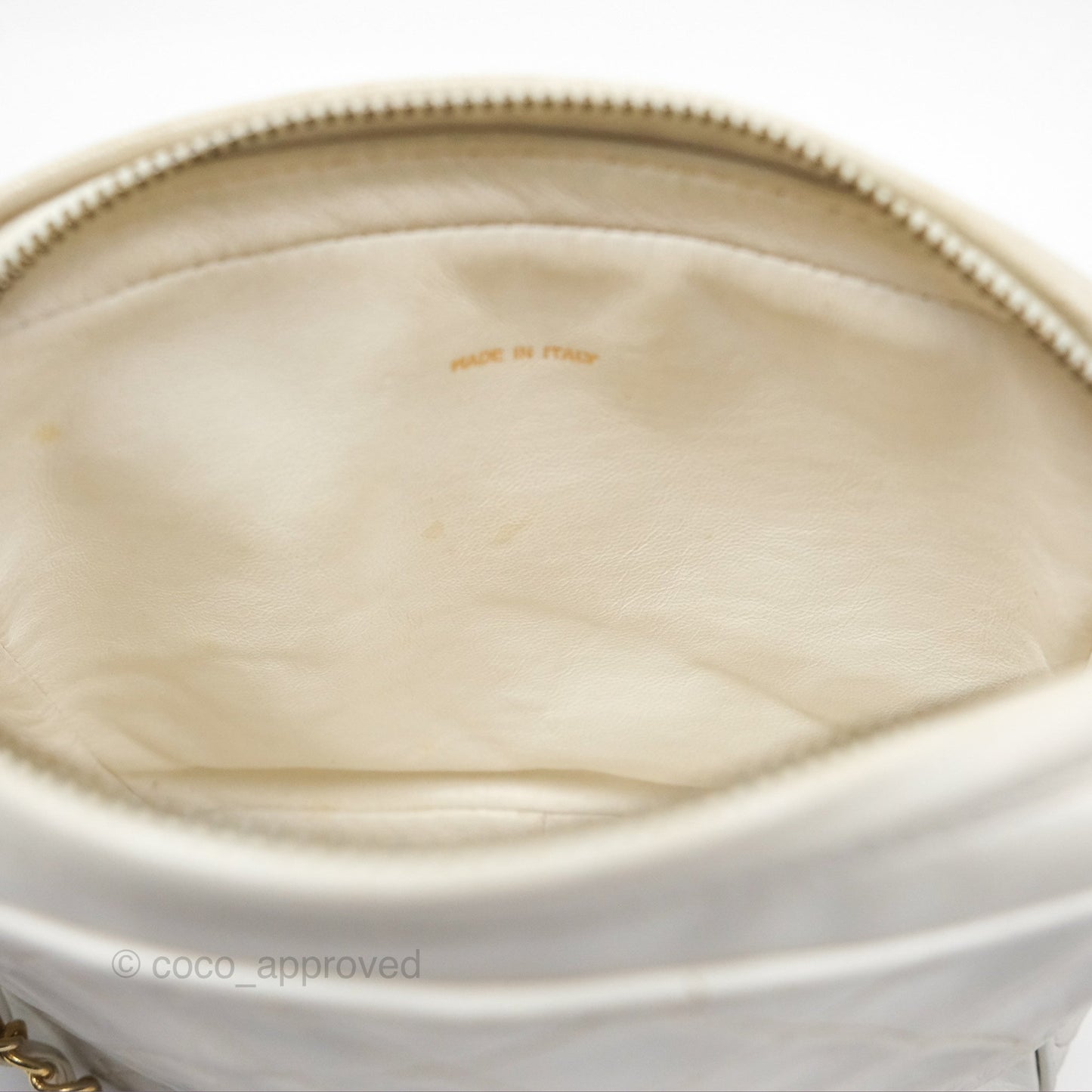Chanel Vintage Small Camera Bag White Lambskin Gold Hardware