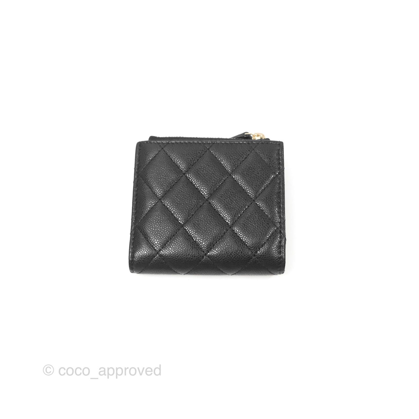 Chanel Compact Wallet Black Caviar Gold Hardware 23A
