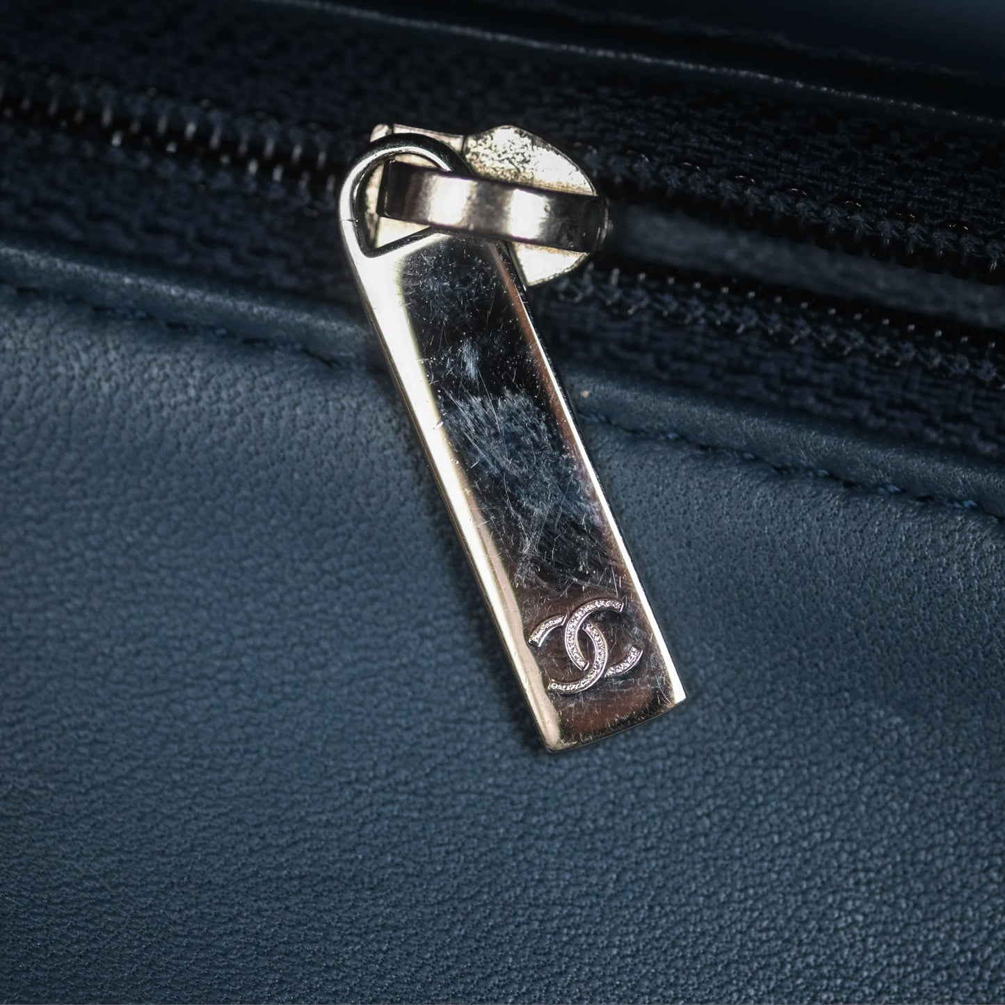 Chanel Quilted Mini Rectangular Navy Lambskin Silver Hardware