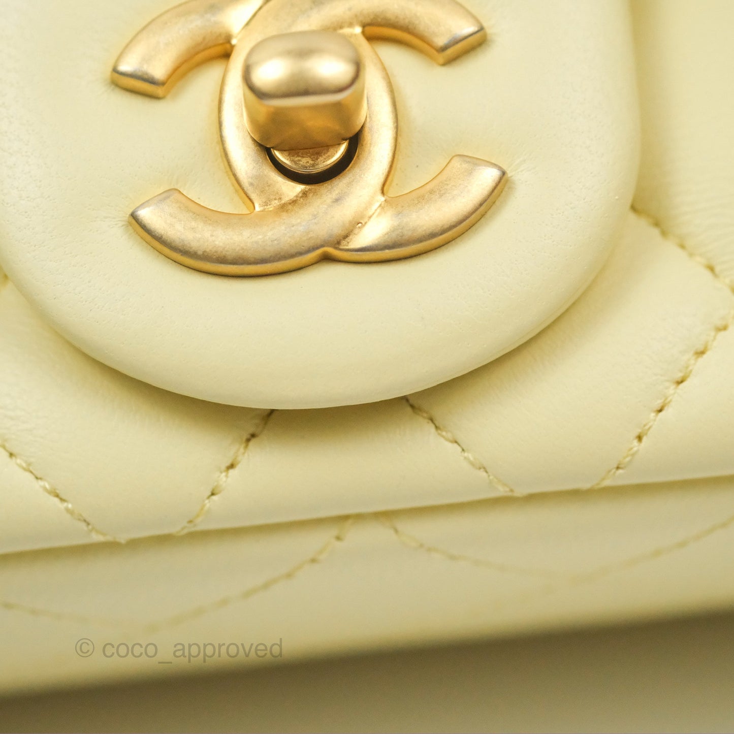 Chanel Mini Rectangular Flap with Camellia Adjustable Chain Yellow Lambskin Aged Gold Hardware 23S