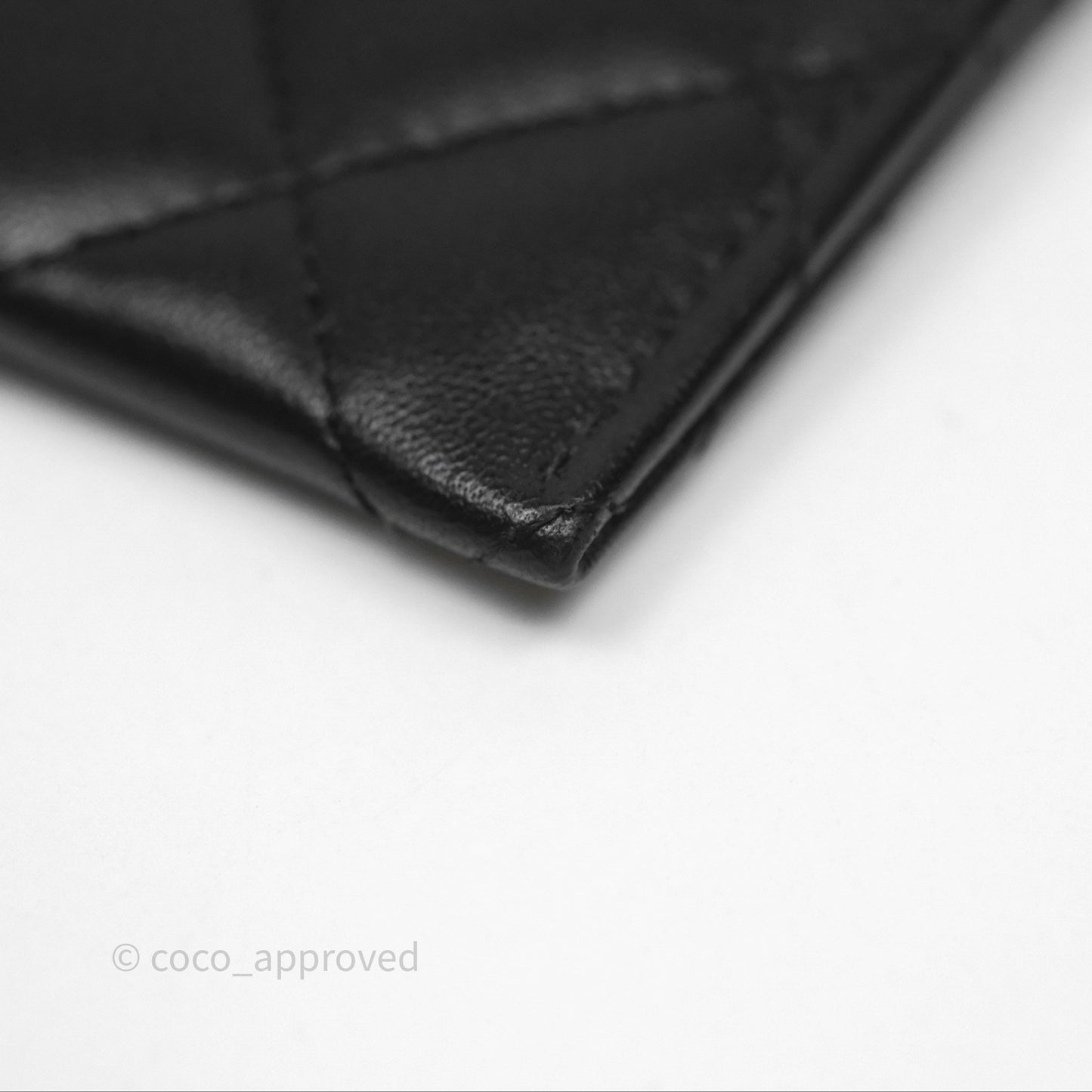Chanel Classic Flat Card Holder Black Lambskin Silver Hardware