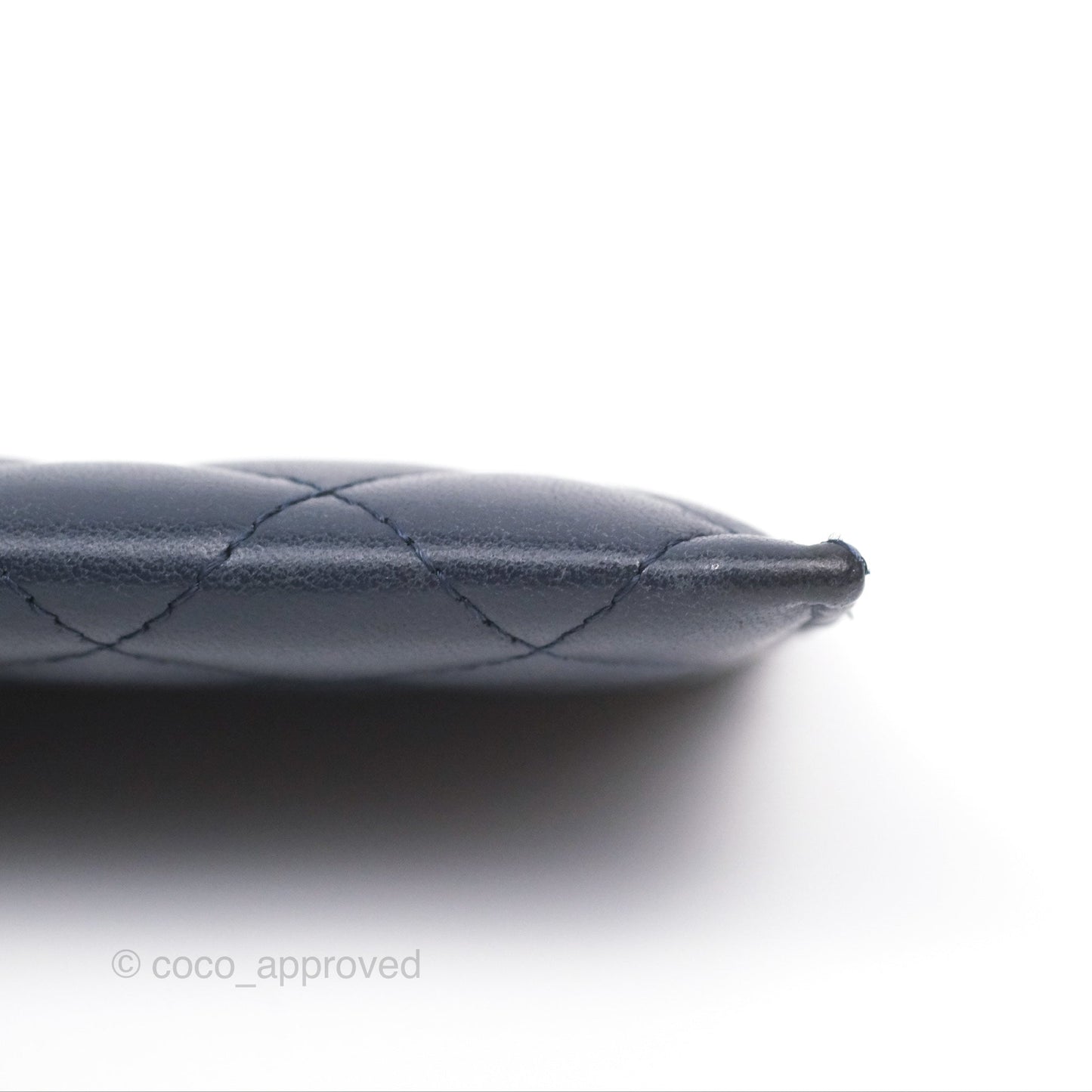 Chanel Quilted Classic Flat Card Holder Navy Sliver Hardware