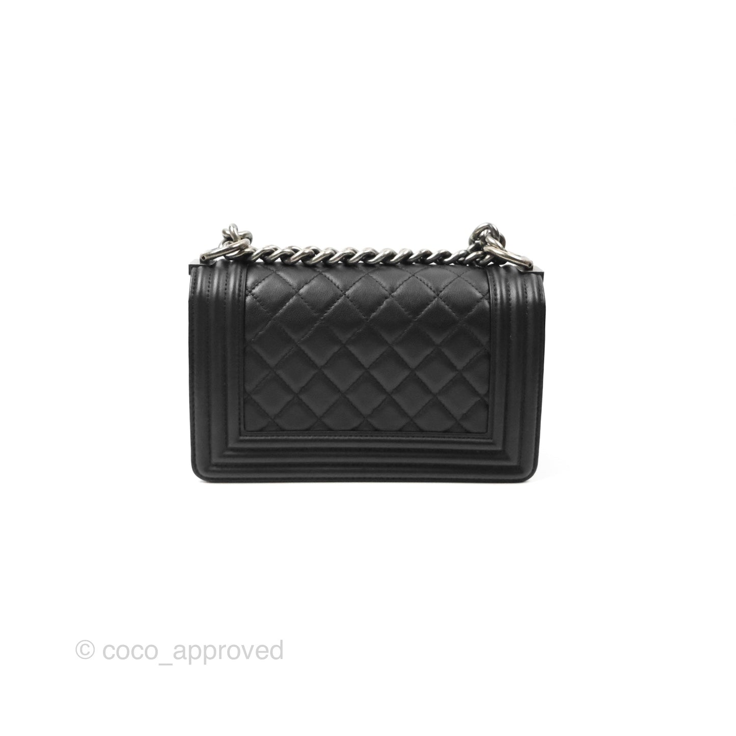 Chanel Small Boy Black Calfskin Ruthenium Hardware