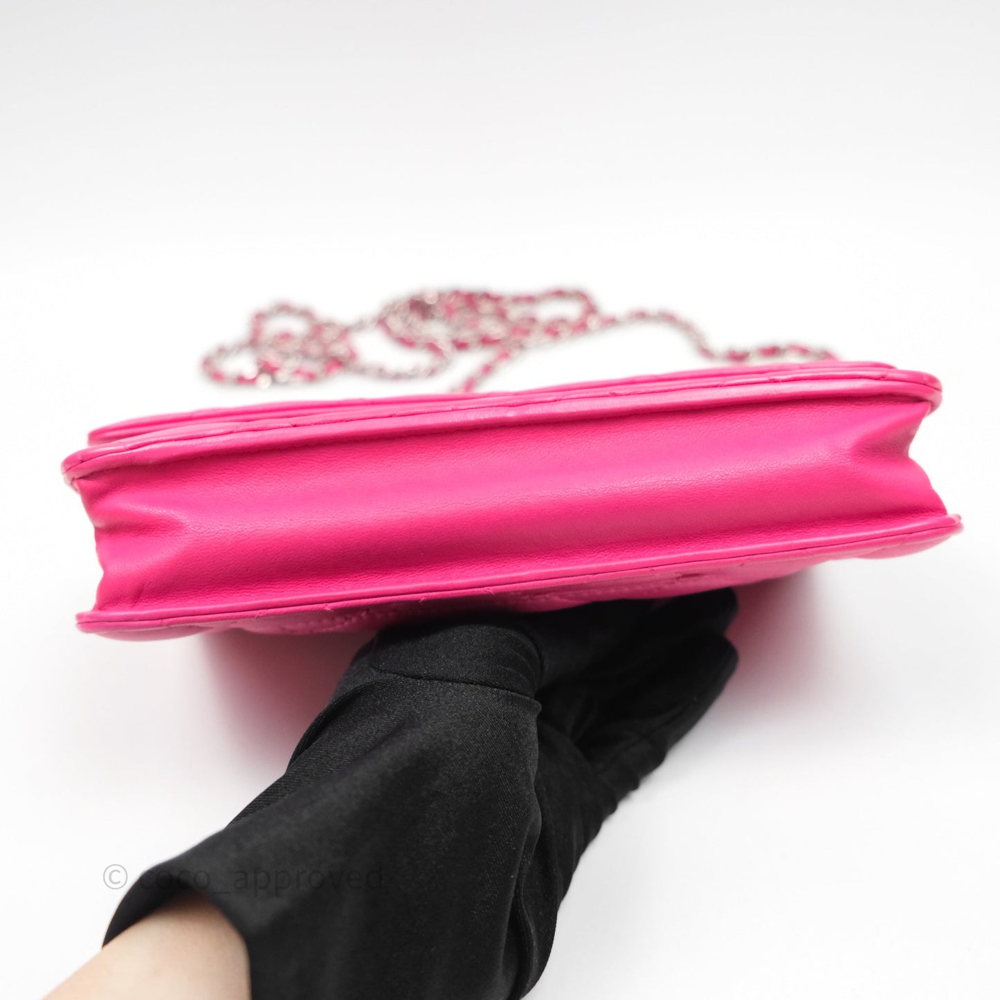 Chanel Quilted Wallet on Chain WOC Pink Lambskin Silver Hardware