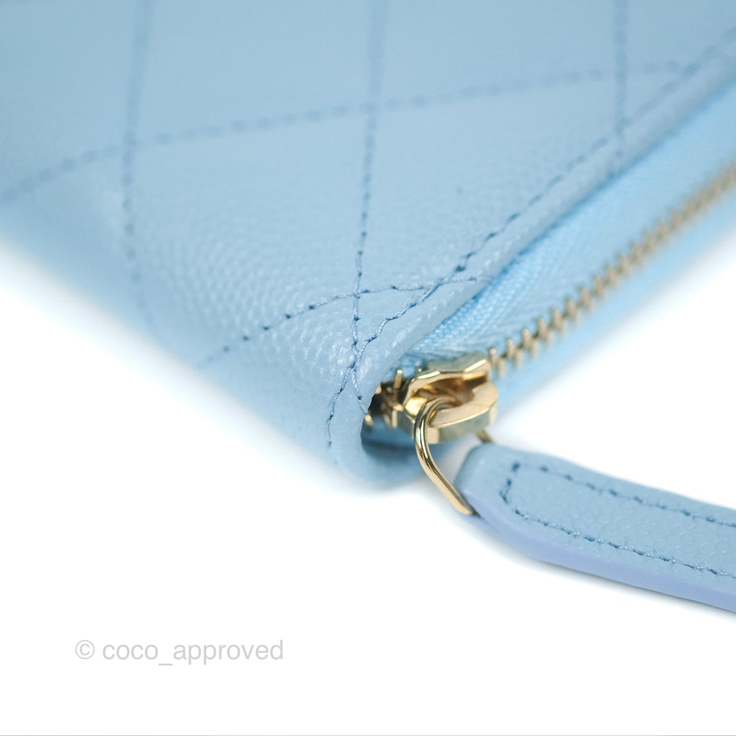 Chanel Classic Zipped Coin Purse Quilted Blue Caviar Gold Hardware