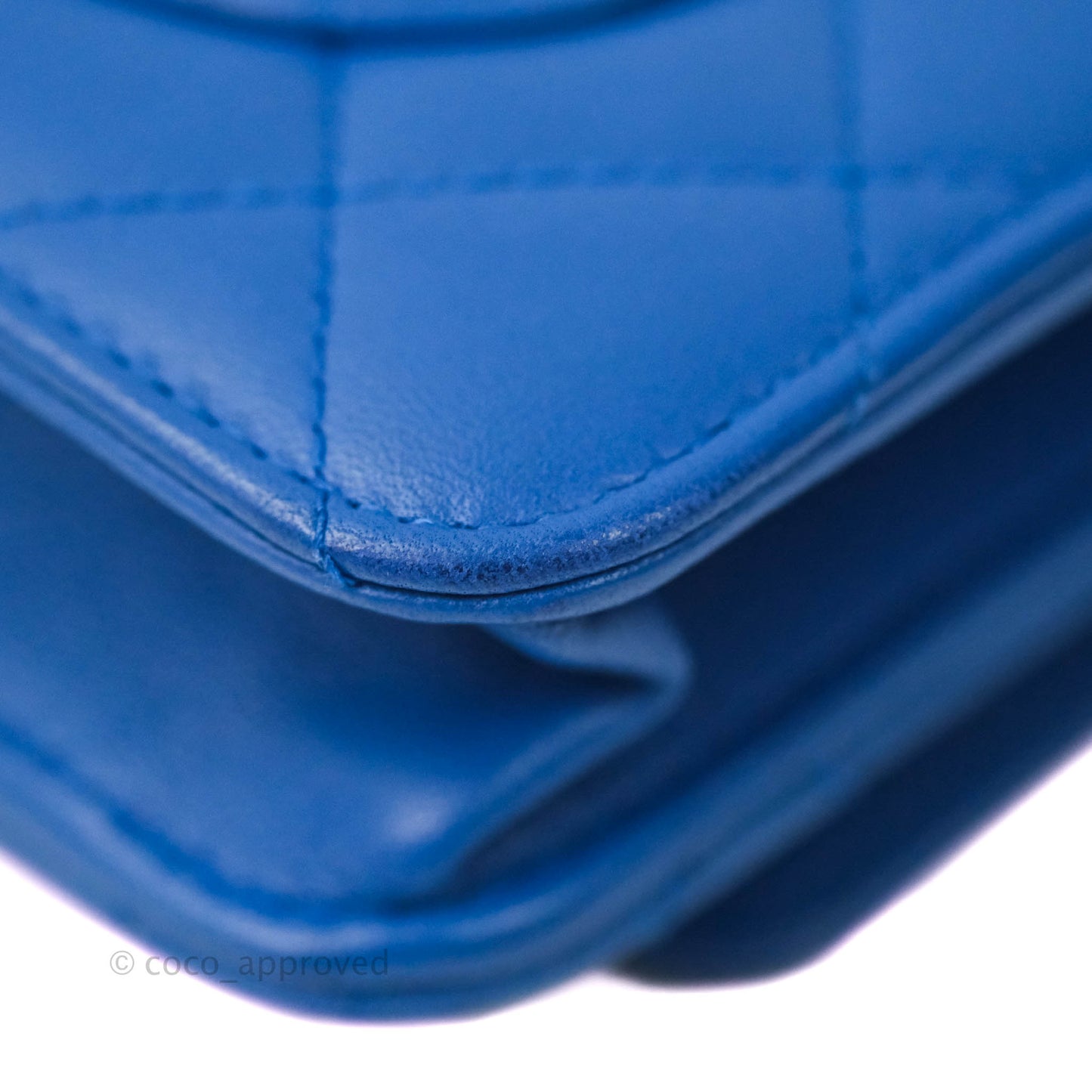 Chanel Quilted Wallet on Chain WOC Blue Lambskin Silver Hardware