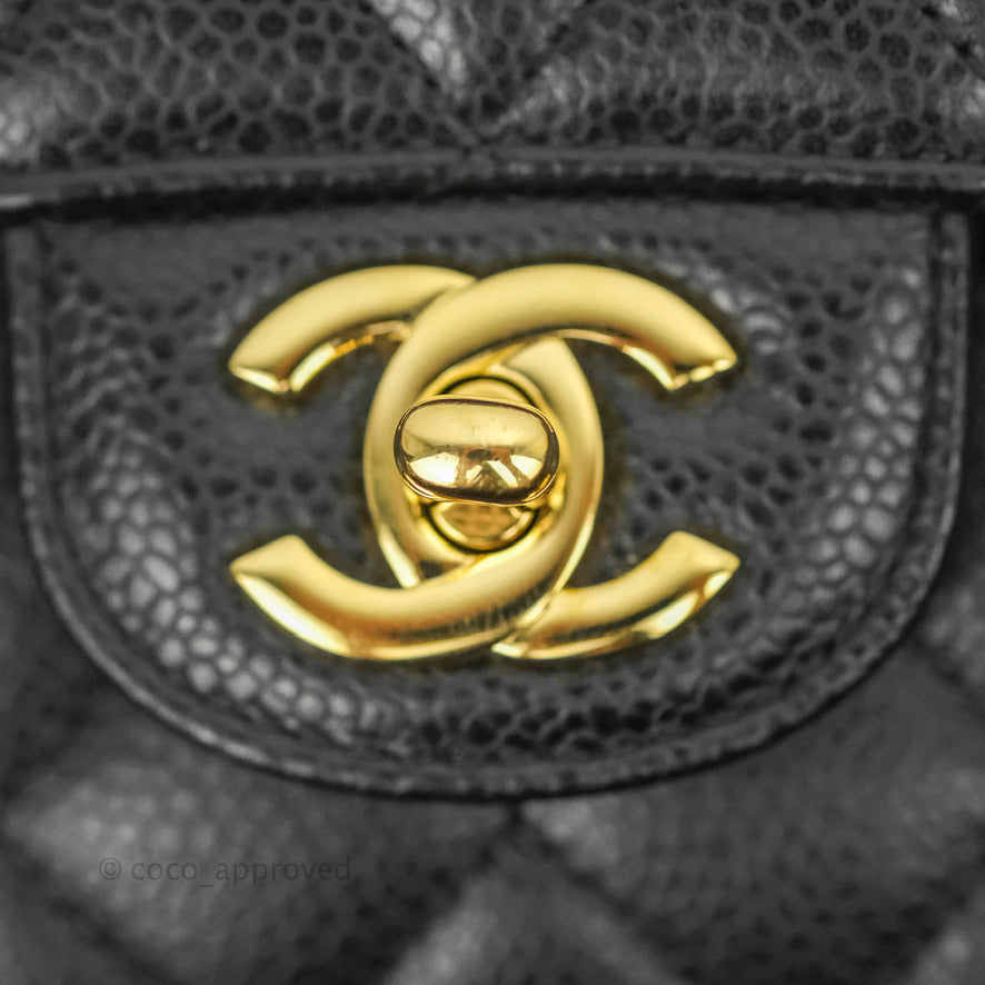 Chanel Classic Double Flap M/L Black Caviar Gold Hardware