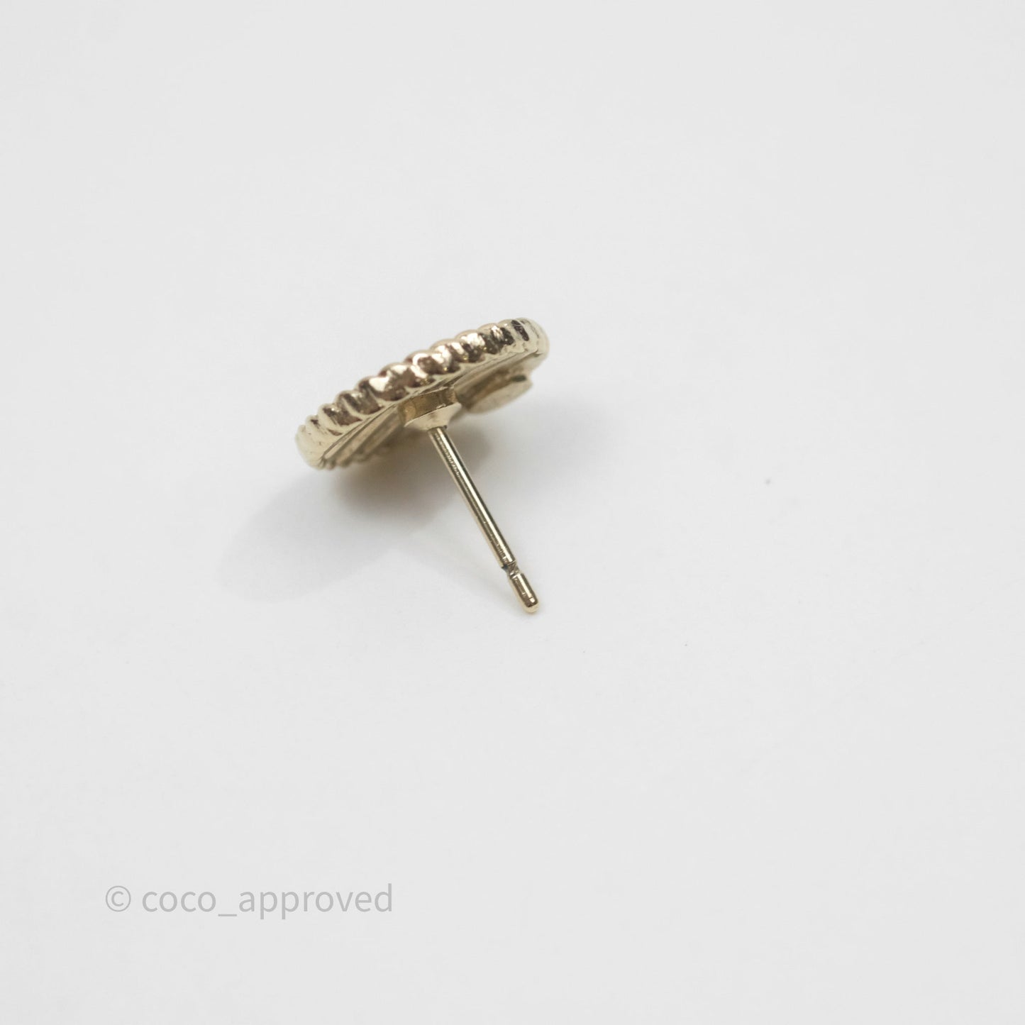 Chanel CC Round Earrings Gold Tone 19C