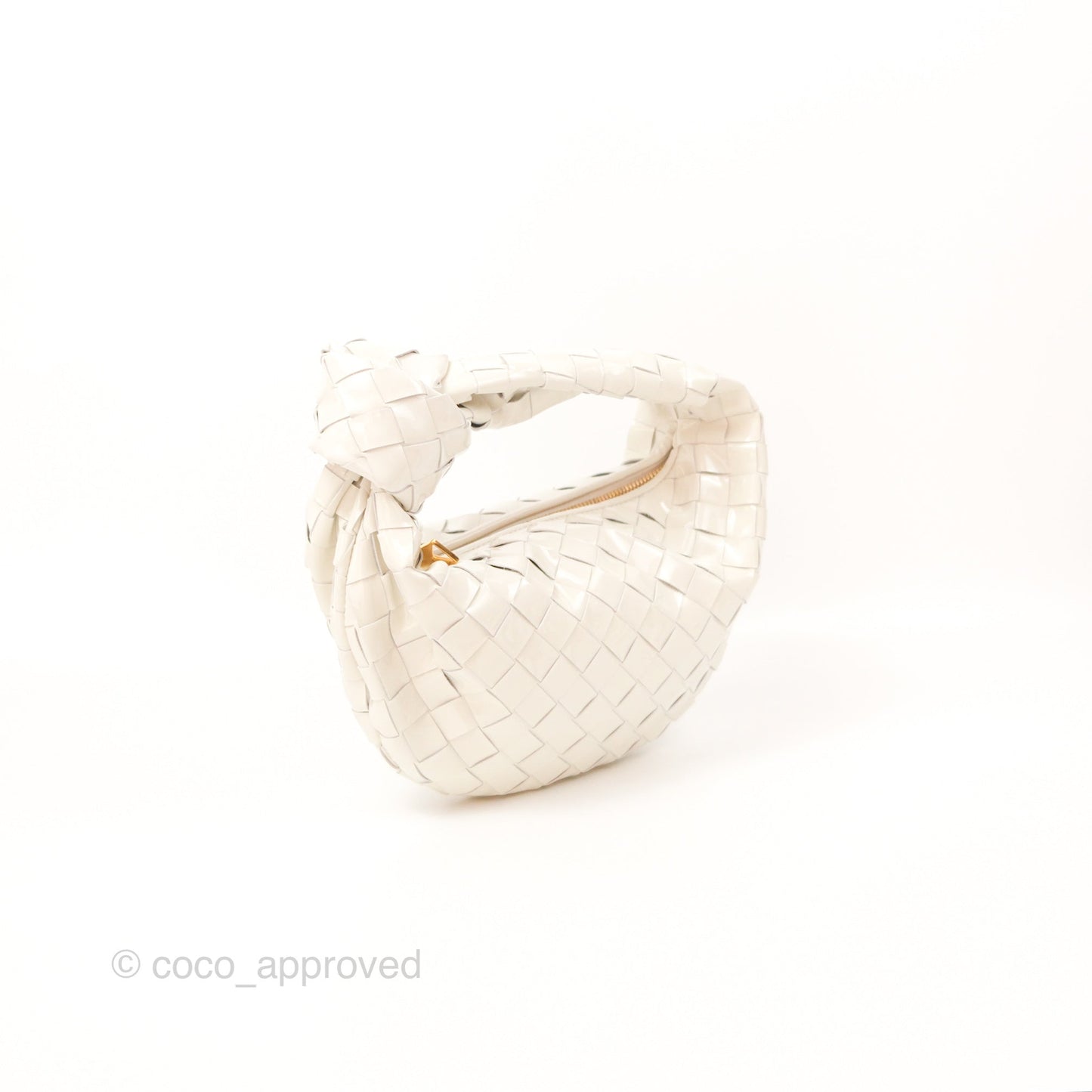 Bottega Veneta Mini Jodie Bag Intrecciato White Patent