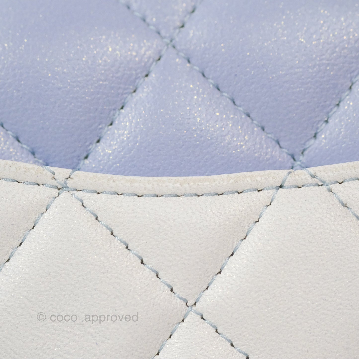 Chanel Quilted Mini Rectangular Flap Ombre Light Blue/Light Purple/White Iridescent Silver Hardware 21K