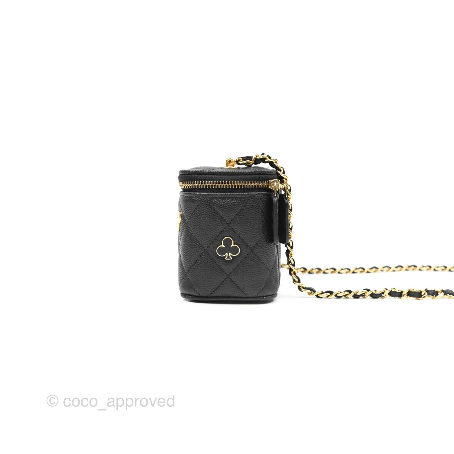 Chanel Mini Poker Vanity With Chain Black Caviar Gold Hardware