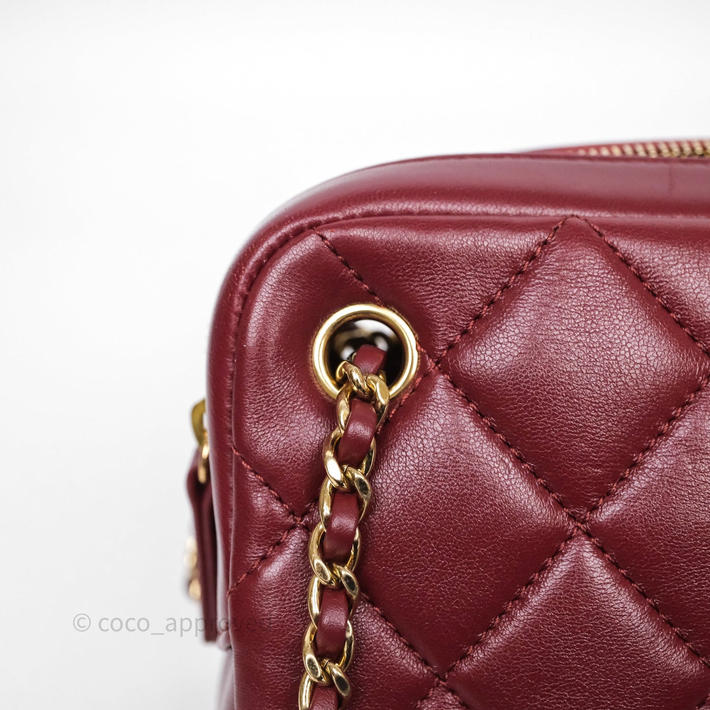 Chanel Small Camera Bag Burgundy Lambskin Gold Hardware