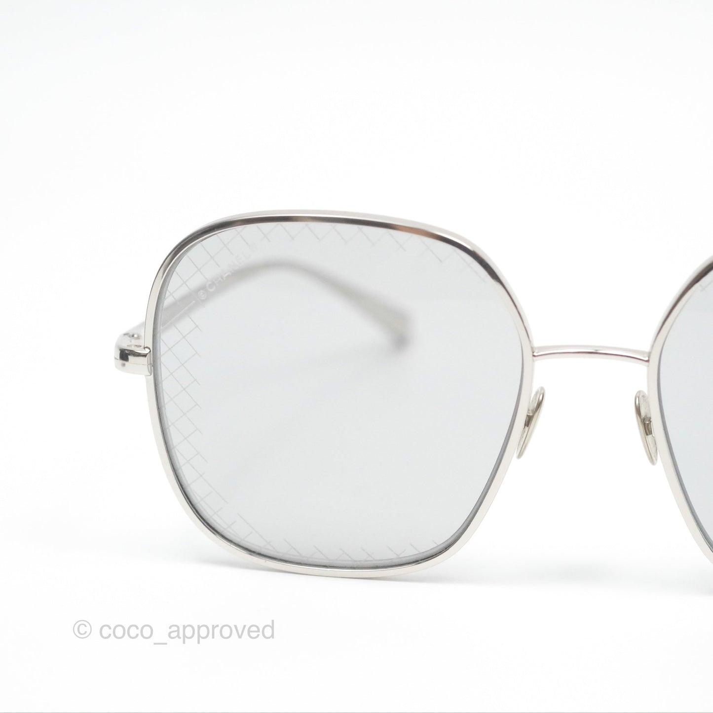 Chanel Gradient Lenses Square Sunglasses Silver Tone