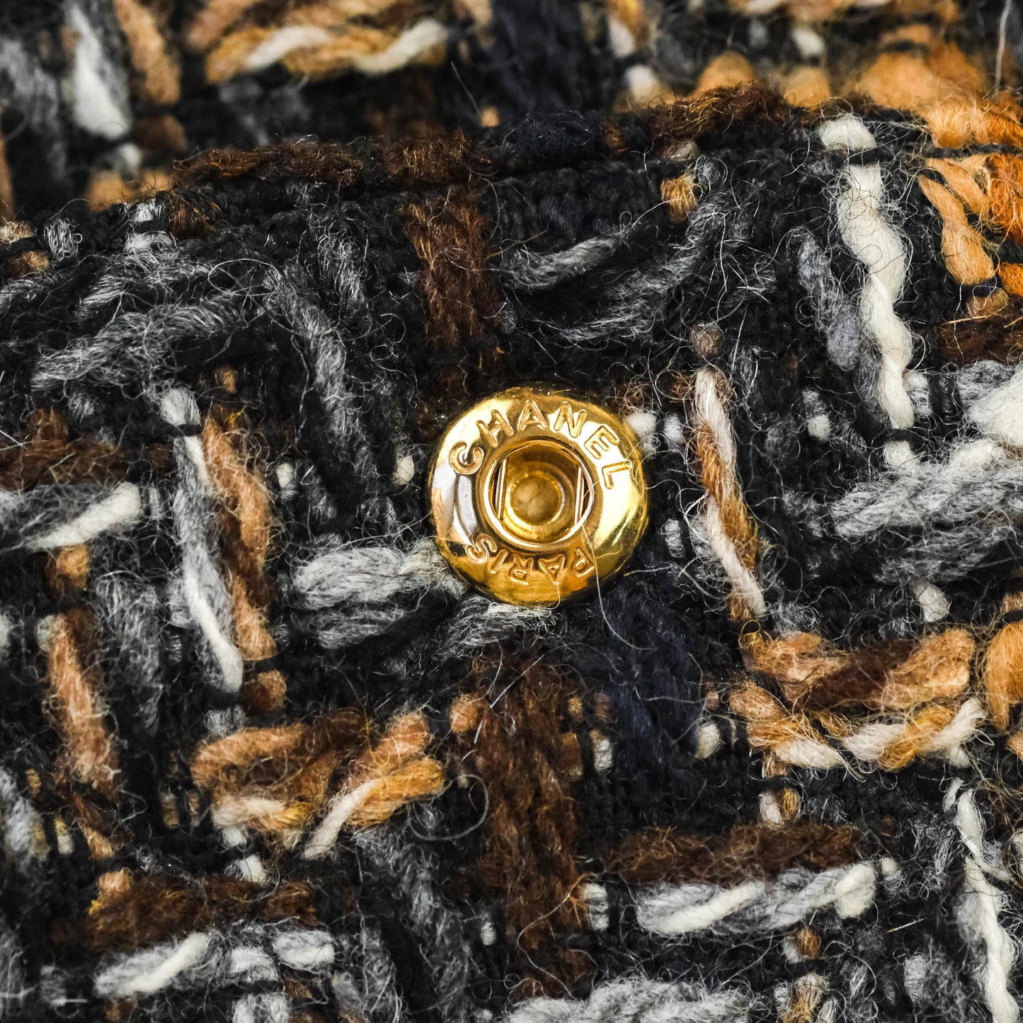Chanel Quilted Reissue 226 Tweed Navy Brown Aged Gold Hardware
