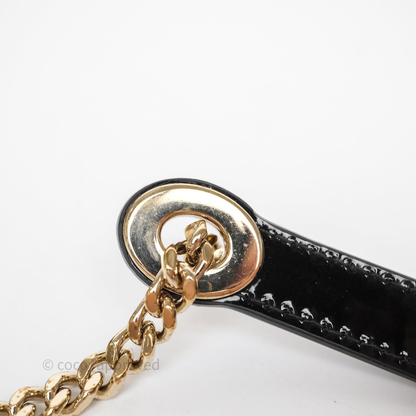Christian Dior Mini Lady Dior Black Cannage Patent Gold Hardware