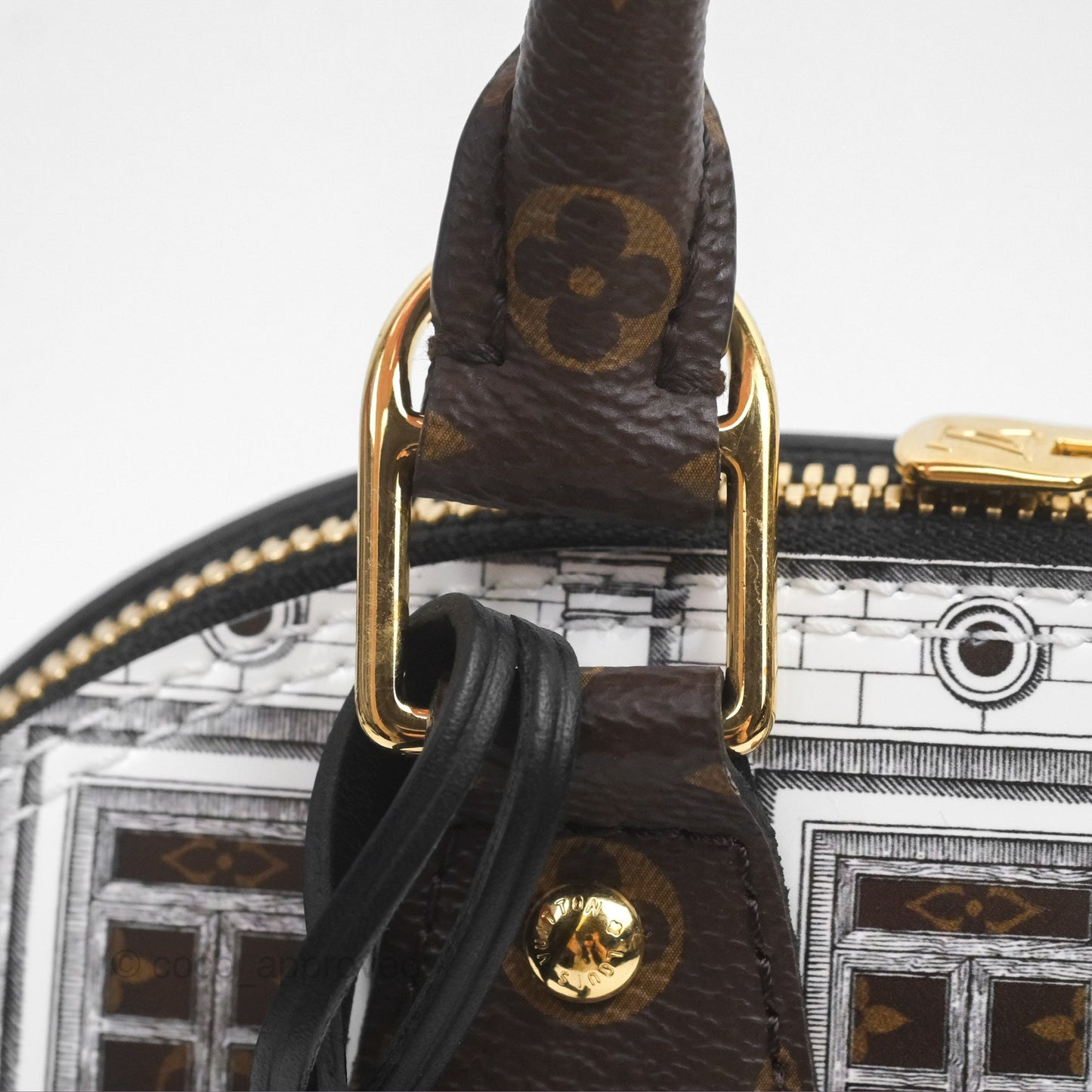 Louis Vuitton Alma BB Fornasetti Handbag Patent Calfskin