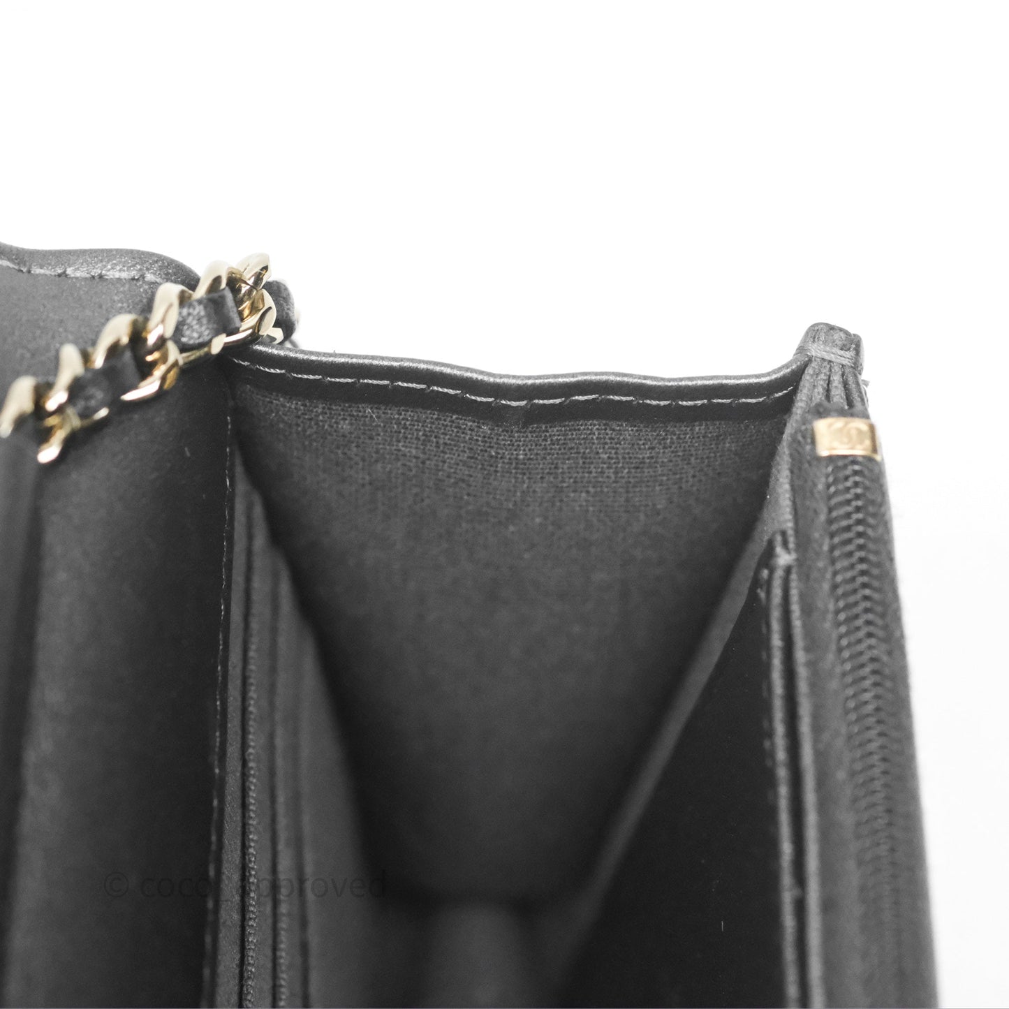 Chanel Wallet On Chain WOC Iridescent Dark Grey Lambskin Gold Hardware