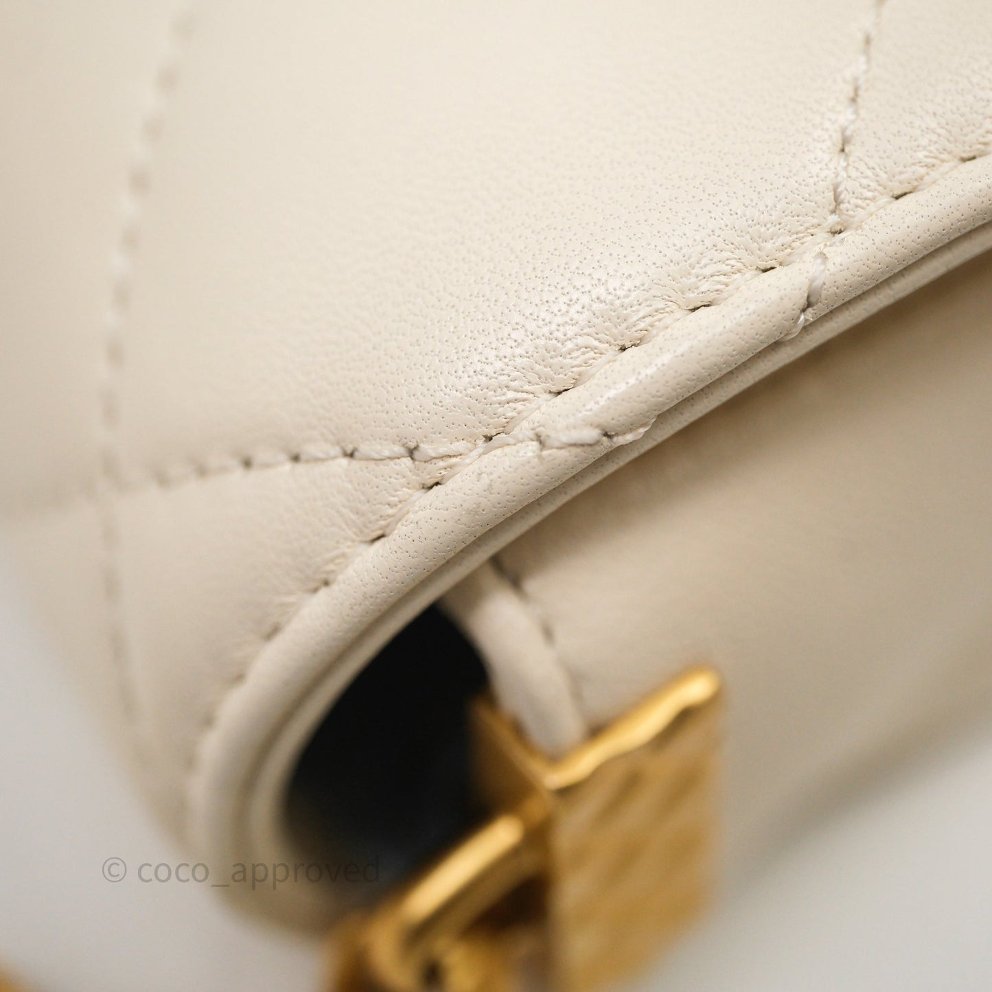Chanel Flap with Coin Charm Ivory White Lambskin Aged Gold Hardware